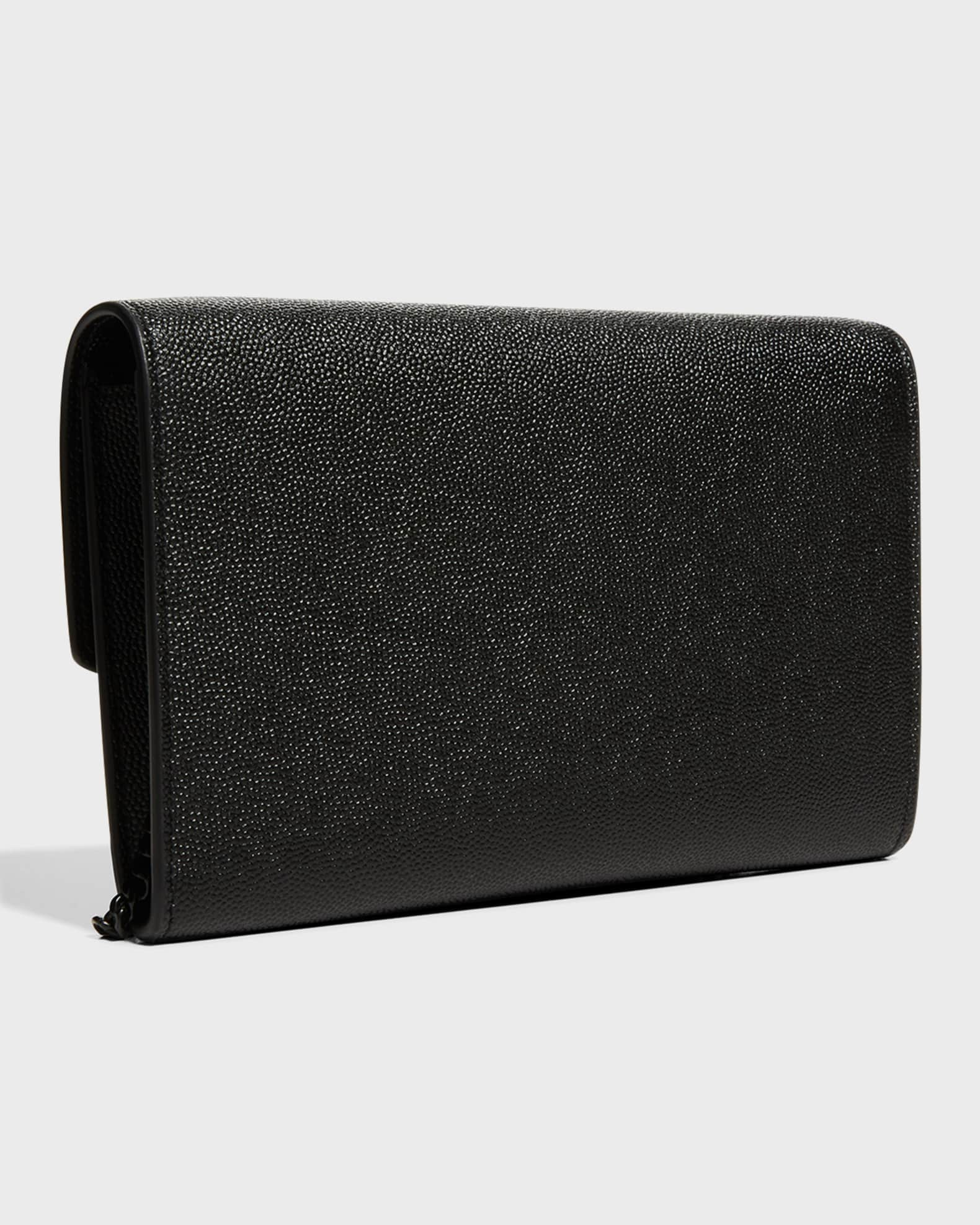 Saint Laurent Uptown Pebbled Leather Pouch in Nero