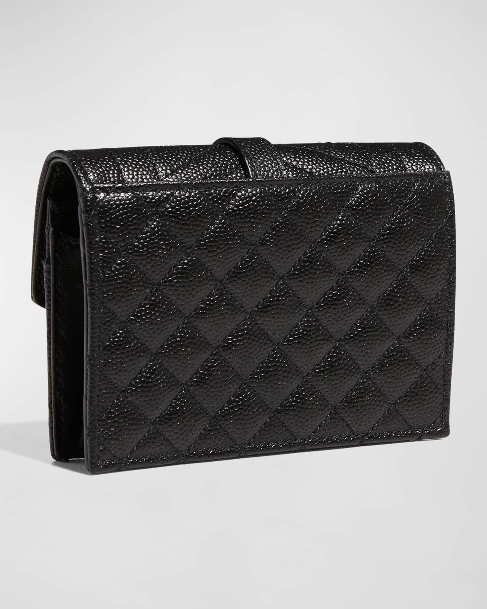 Saint Laurent Envelope Small YSL Flap Wallet in Grained Leather Neiman Marcus