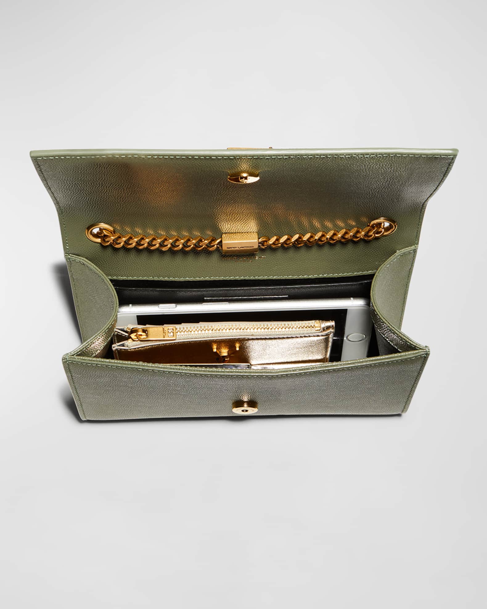 Saint Laurent Kate Small Grain de Poudre Chain Crossbody Bag Neiman