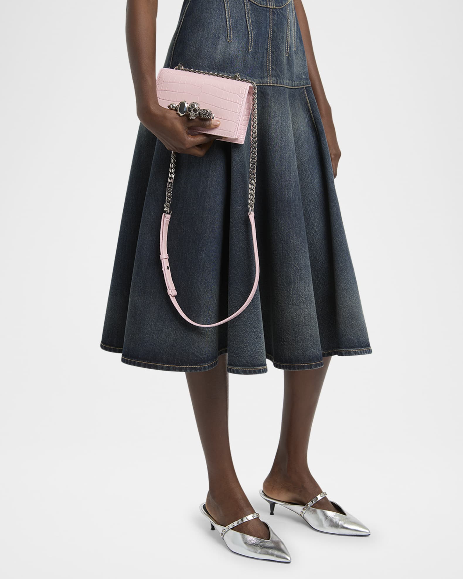 Jeweled Mini Mock-Croc Satchel Bag 1