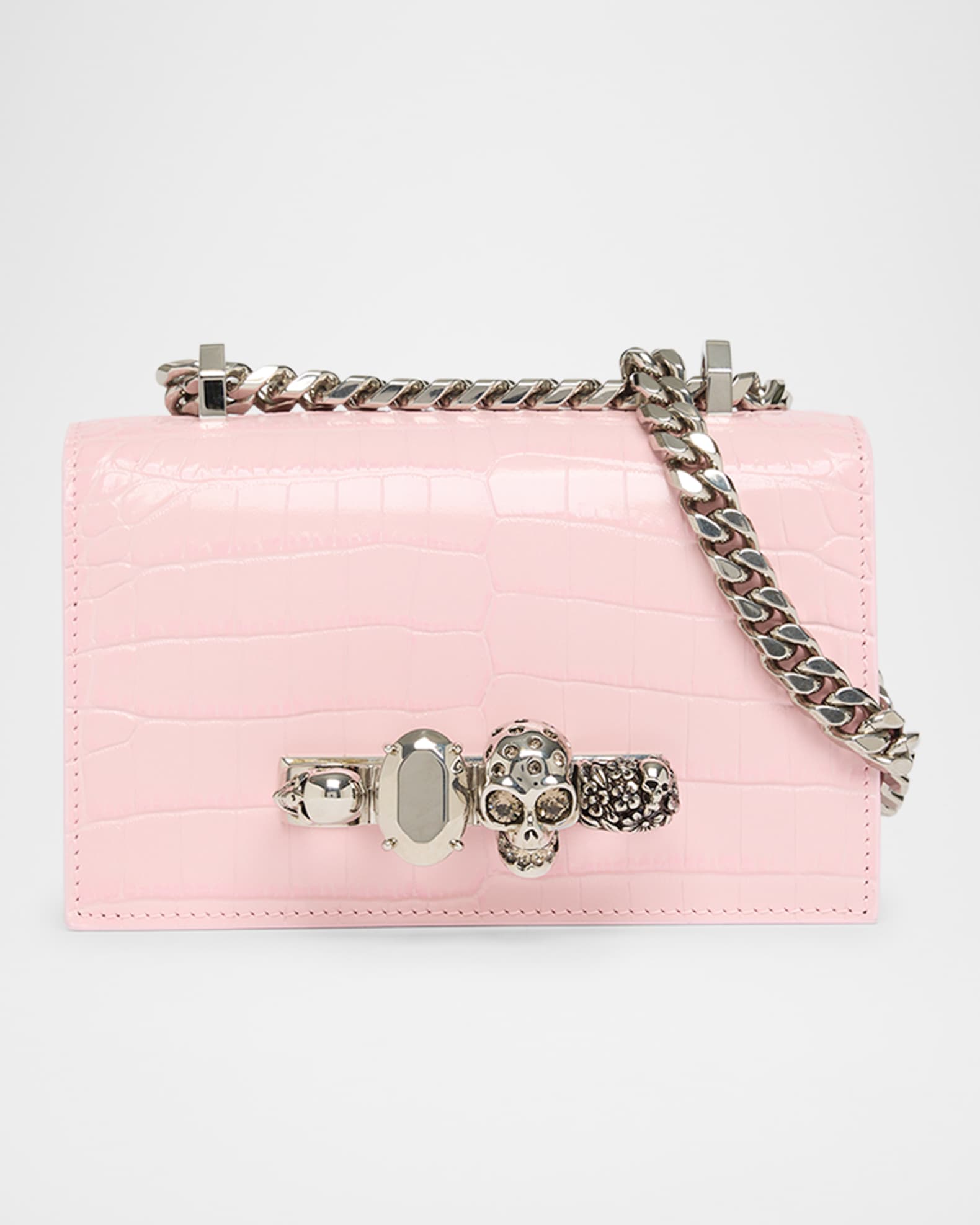 Jeweled Mini Mock-Croc Satchel Bag 0