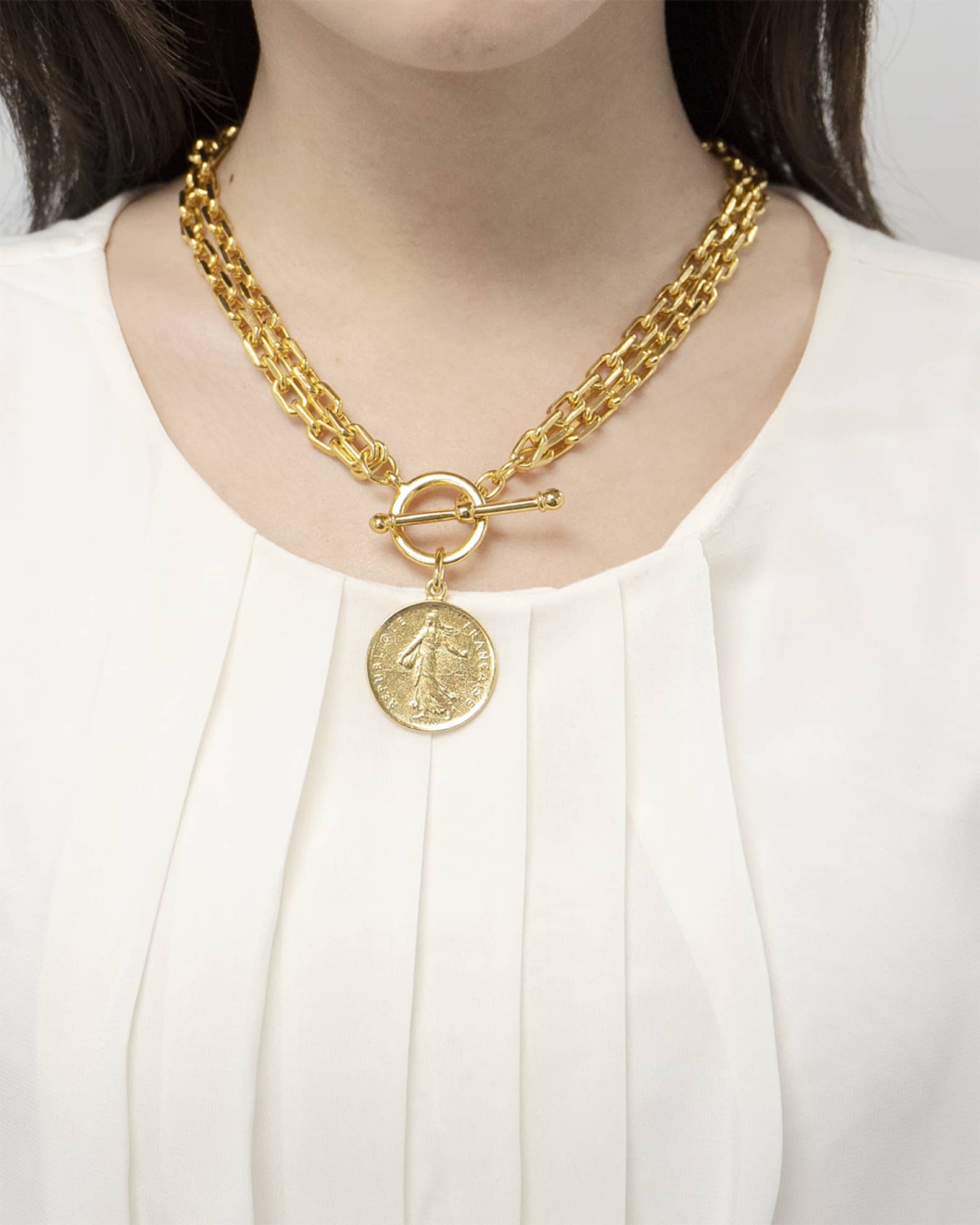 送料無料 通販 Ben-Amun 24k Gold Electroplate 2-Row Chain Necklace with アクセサリー