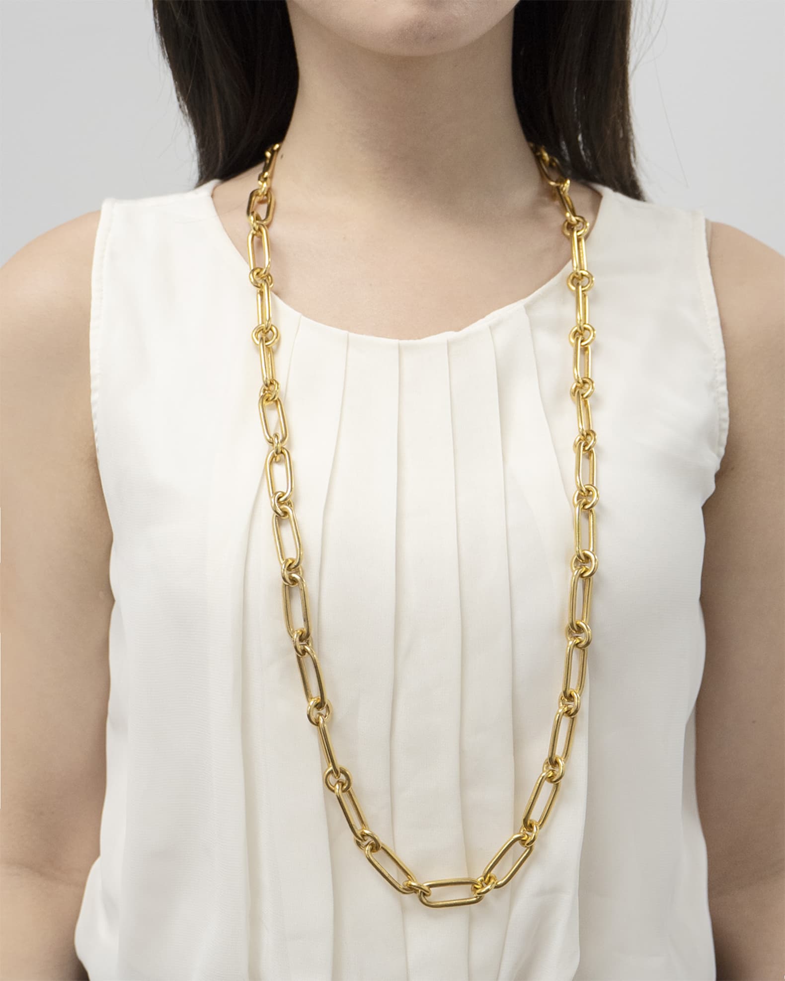 Long Gold Link Chain Necklace 1