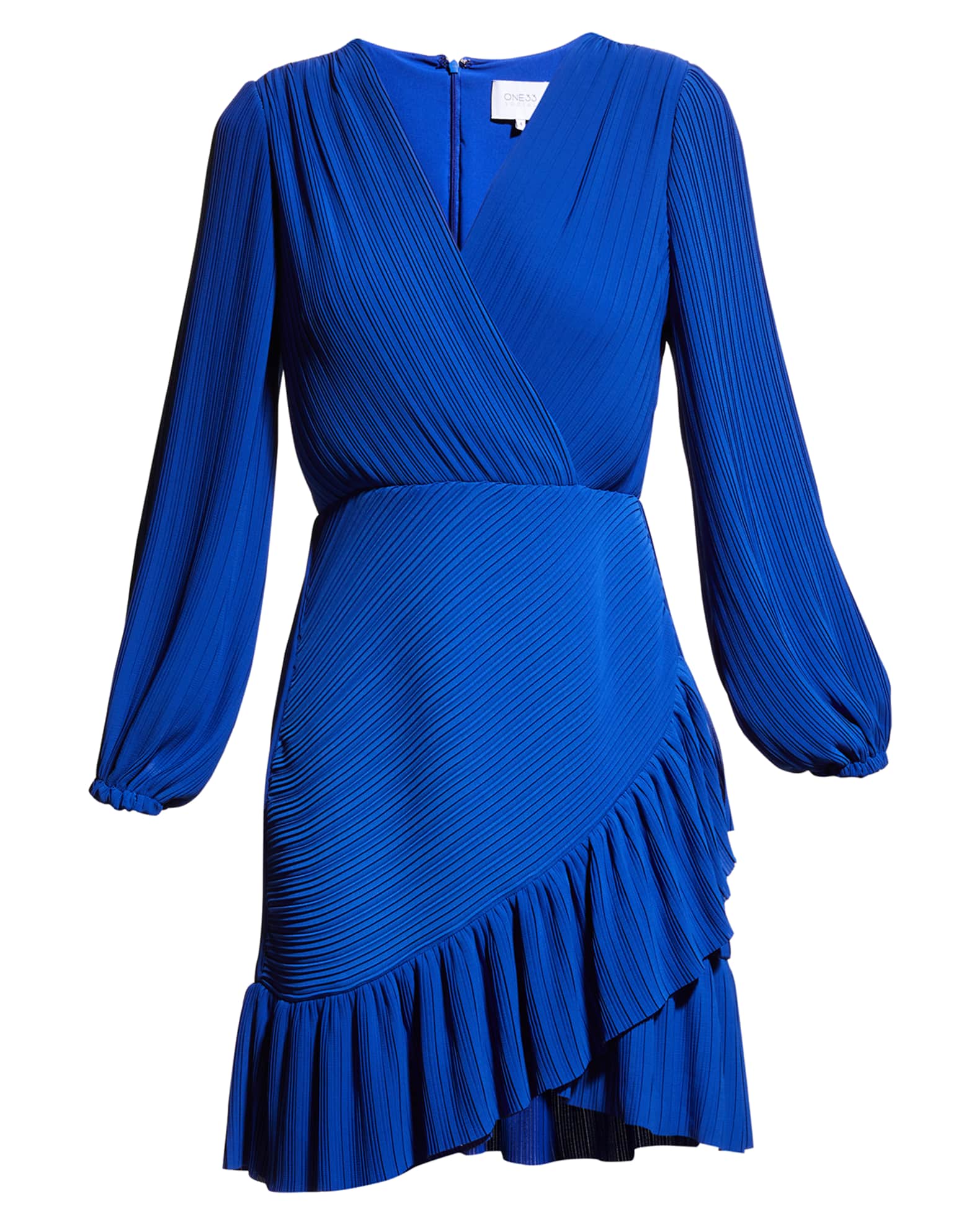 one33 social pleated ruffle asymmetrical crepe gown