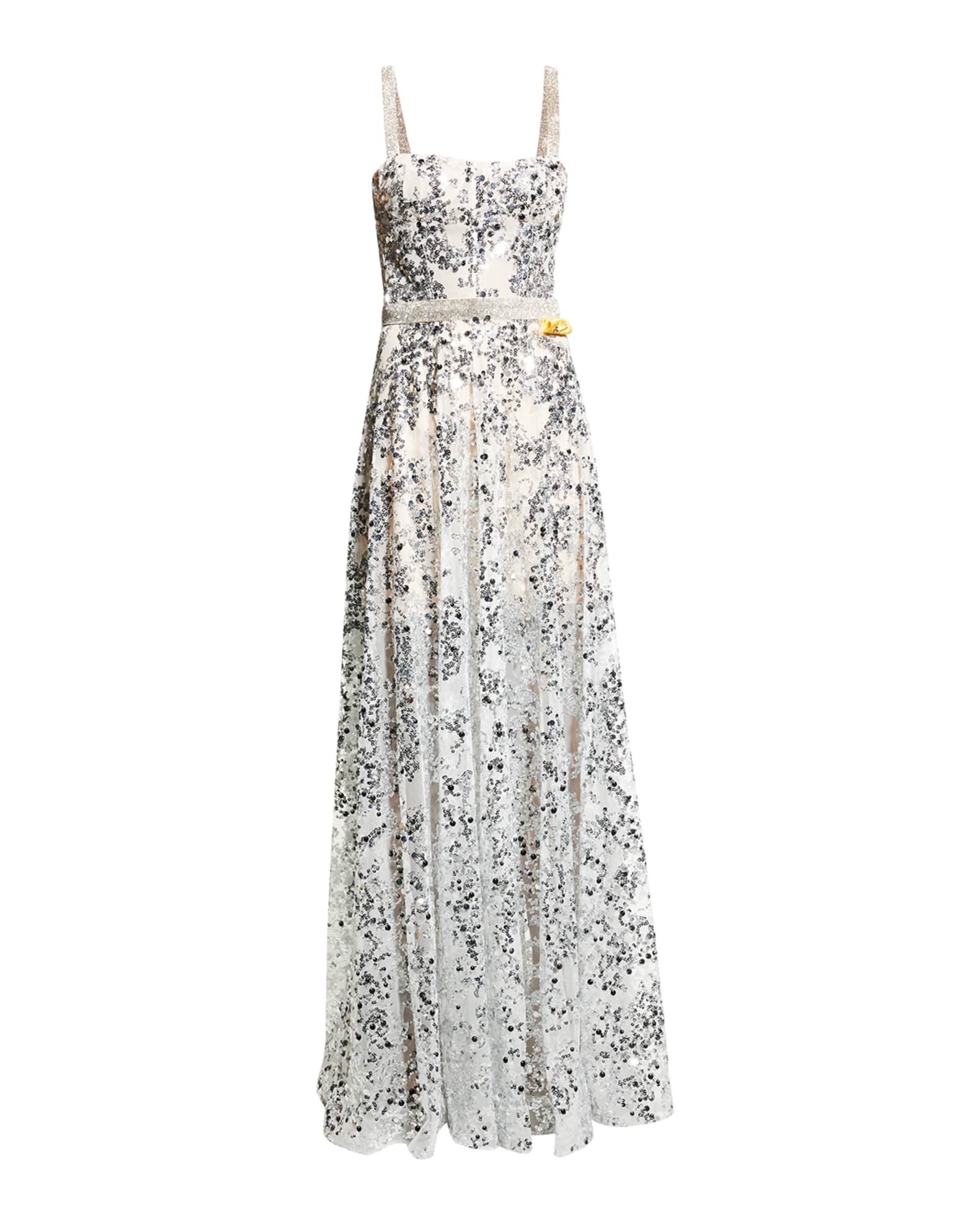 bronx and banco velvet flared gown