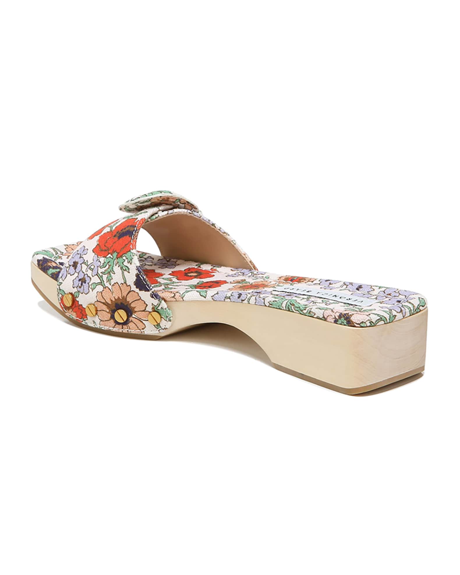Veronica Beard Davina Floral-Print Slide Sandals | Neiman Marcus