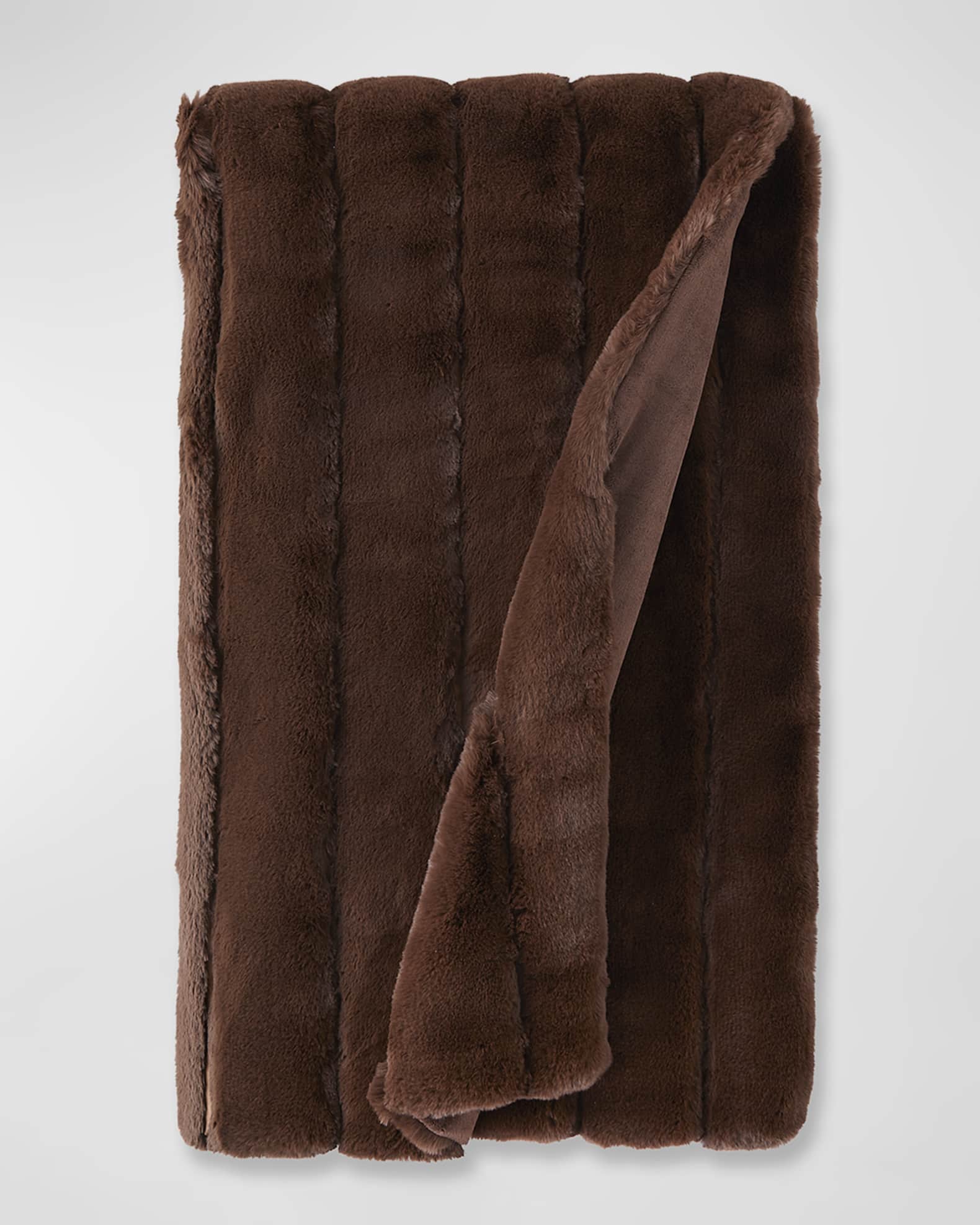 $125 Donna Salyers' Fabulous-Furs Brown Mink Faux-Fur Lap Blanket Throw