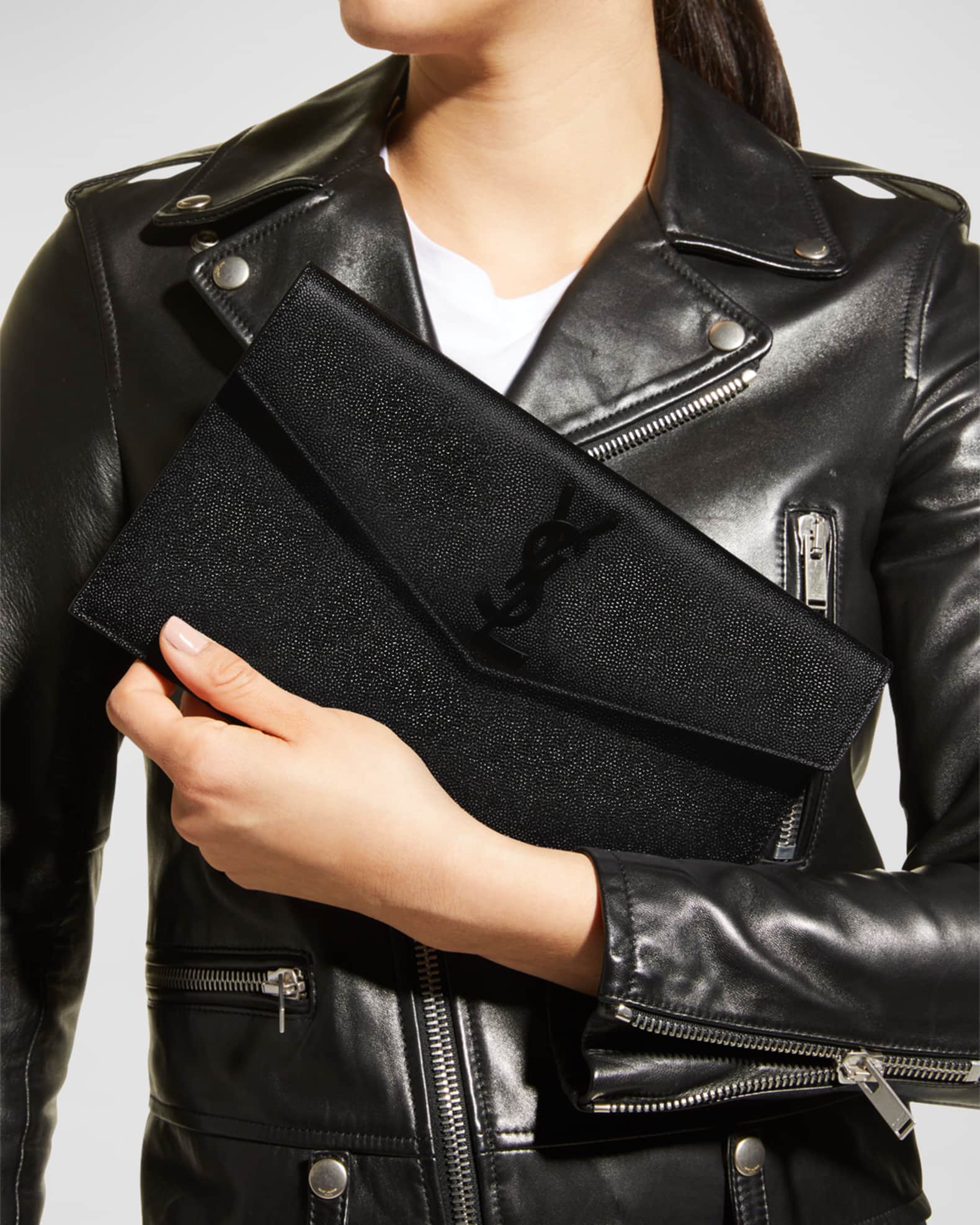 Ysl uptown leather envelope pouch hotsell