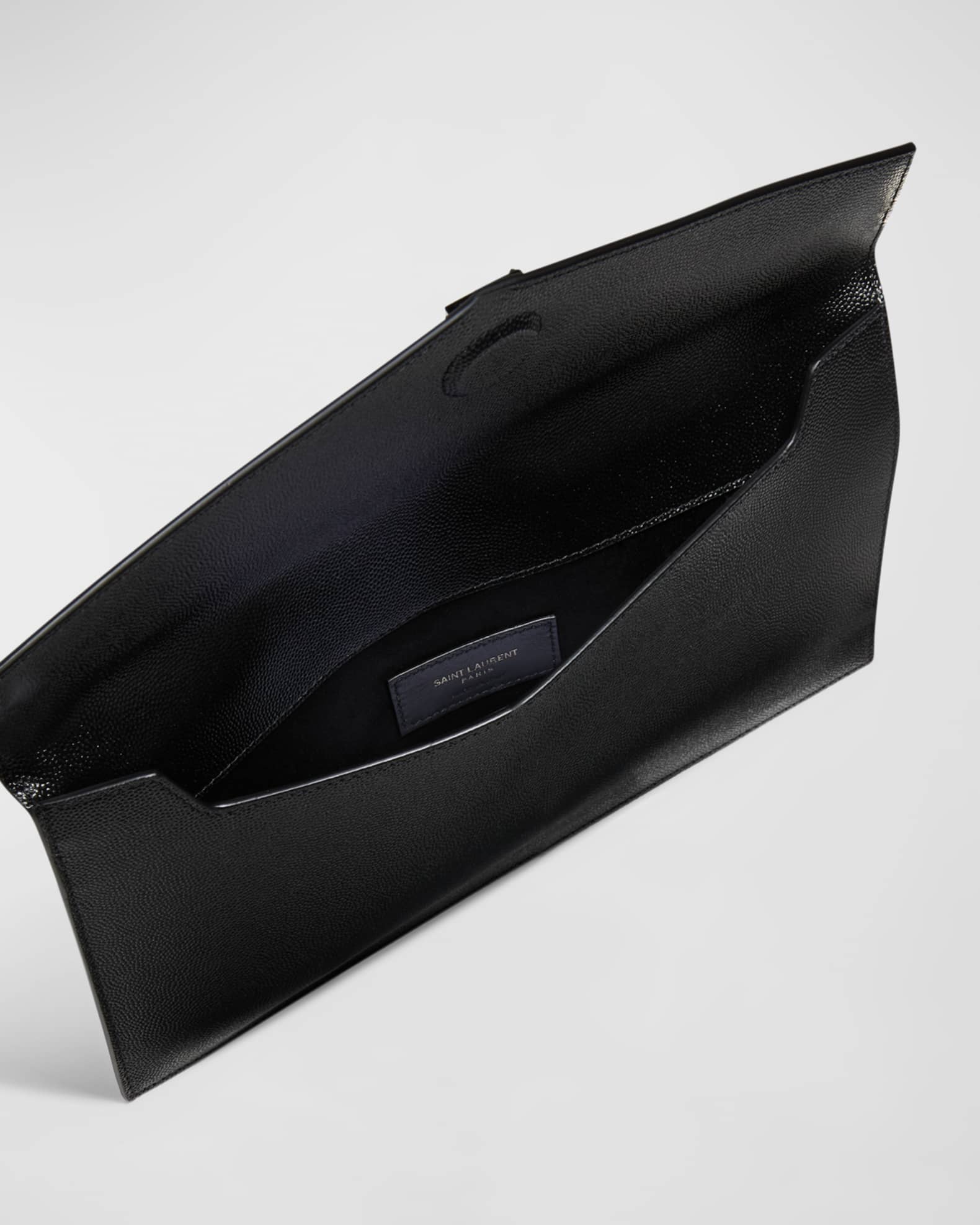 Saint Laurent Uptown YSL Pouch in Grained Leather Neiman Marcus