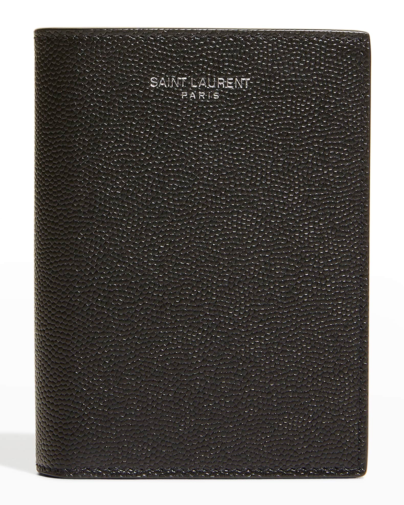 Saint Laurent Men's YSL Pebbled Leather Wallet Neiman Marcus