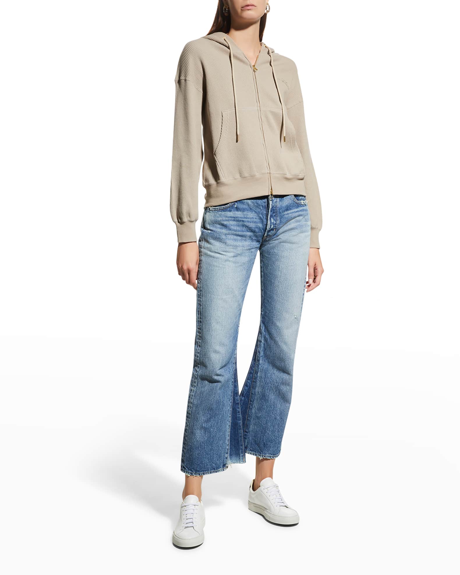 Moussy Studiowear Waffle Knit Zip Front Hoodie Neiman Marcus