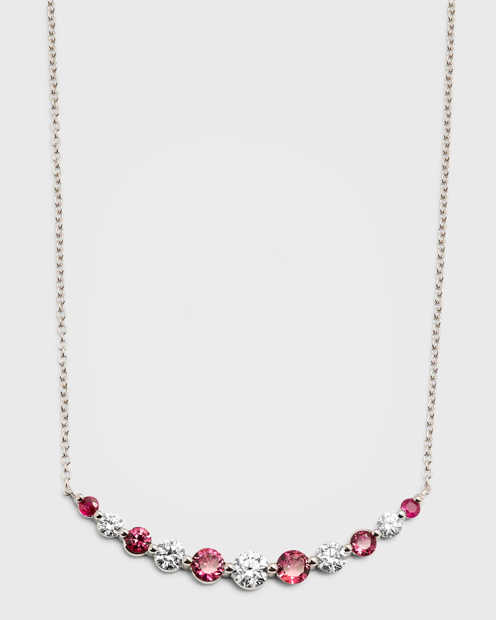 18K White Gold Round Ruby and Round Diamond GH/SI1 Smily Necklace 0