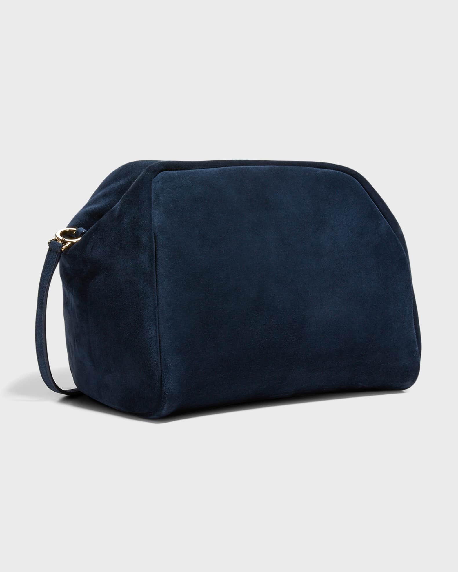 Loro Piana Pad Cashmere-Suede Pouch Clutch Bag Navy Blue