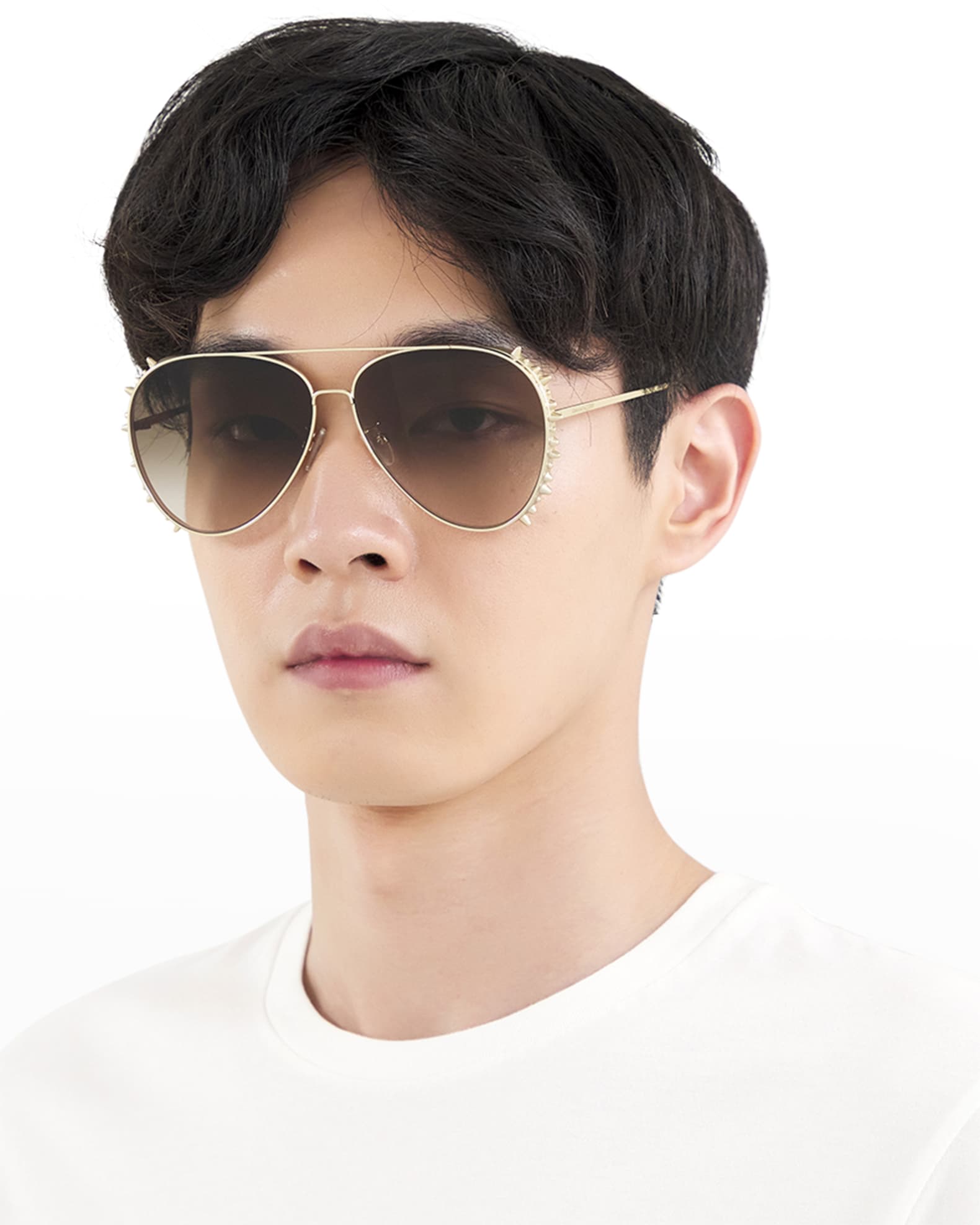 Alexander McQueen Men's Studded Aviator Sunglasses Neiman Marcus