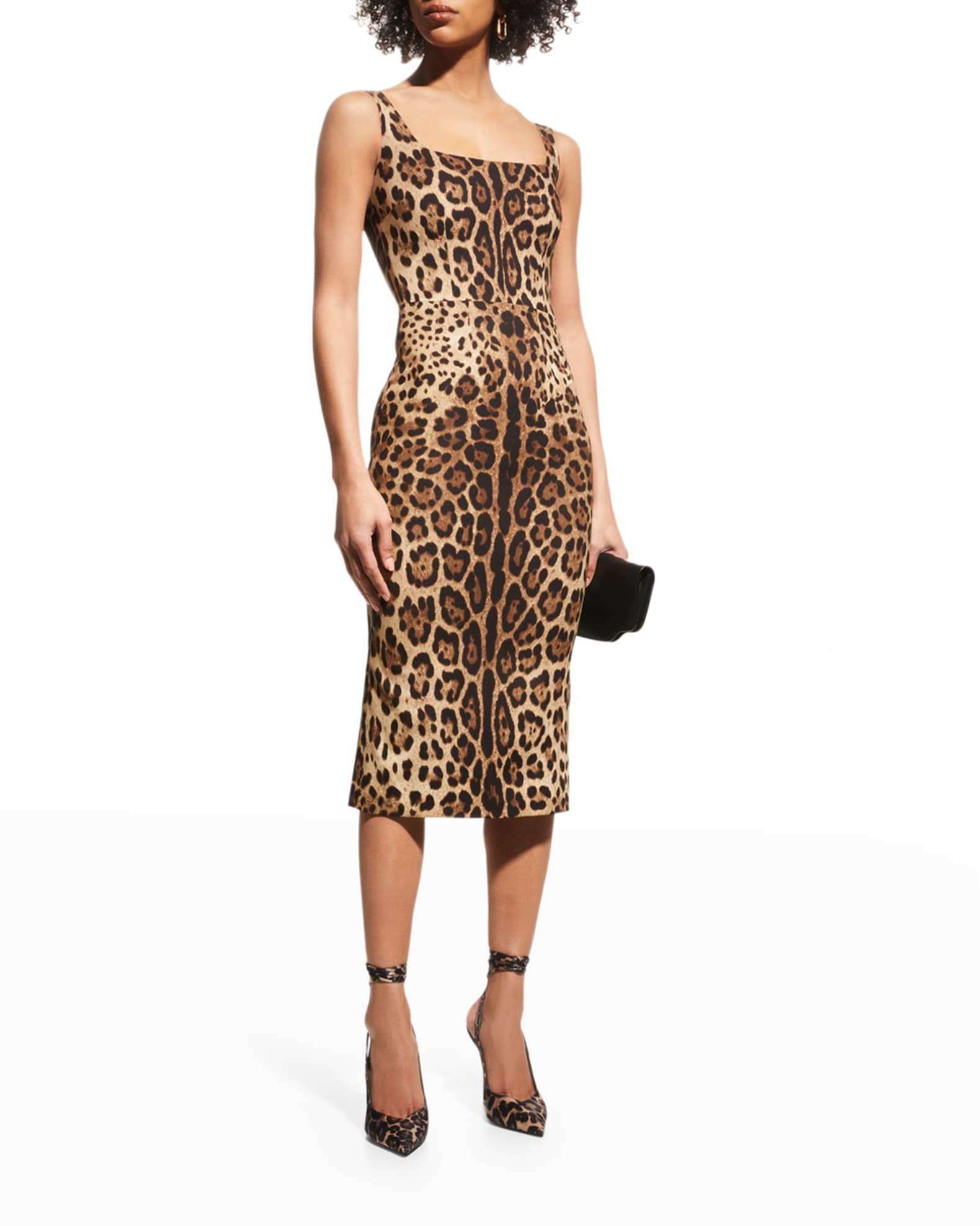 Dolce&Gabbana Leopard-Print Slim Midi Dress | Neiman Marcus