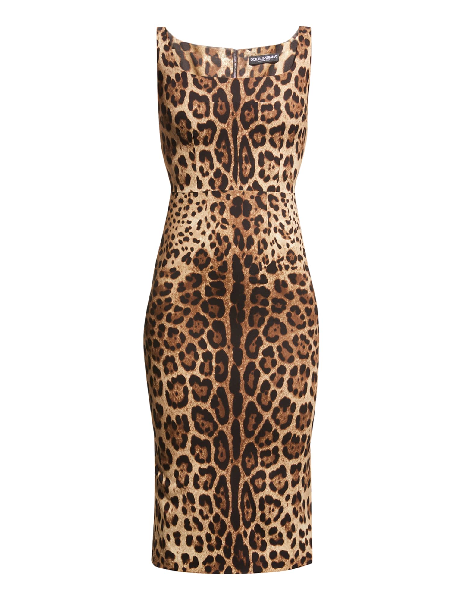 Leopard-Print Slim Midi Dress 0