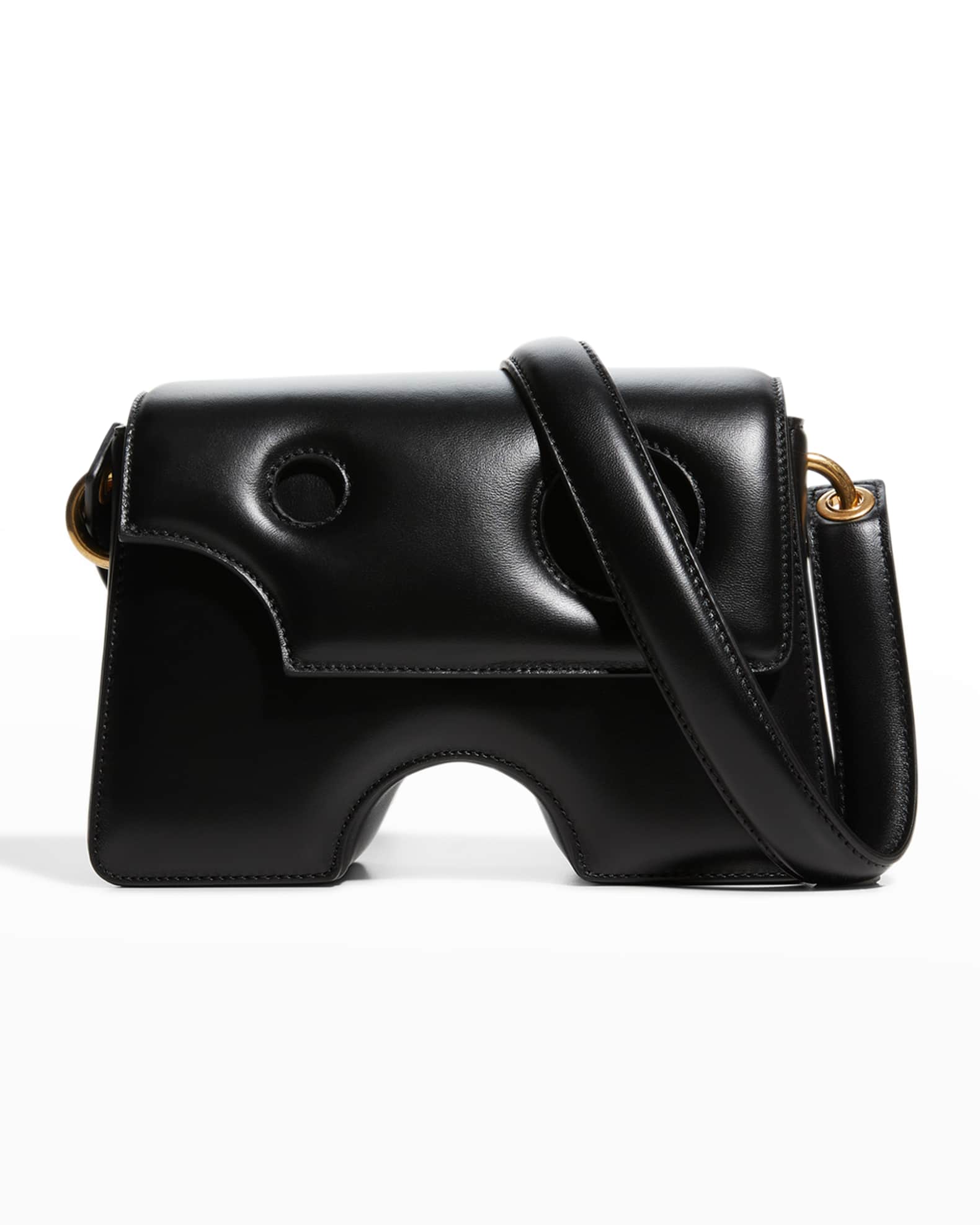 OffWhite Burrow 22 Cutout Leather Crossbody Bag, Black Neiman Marcus