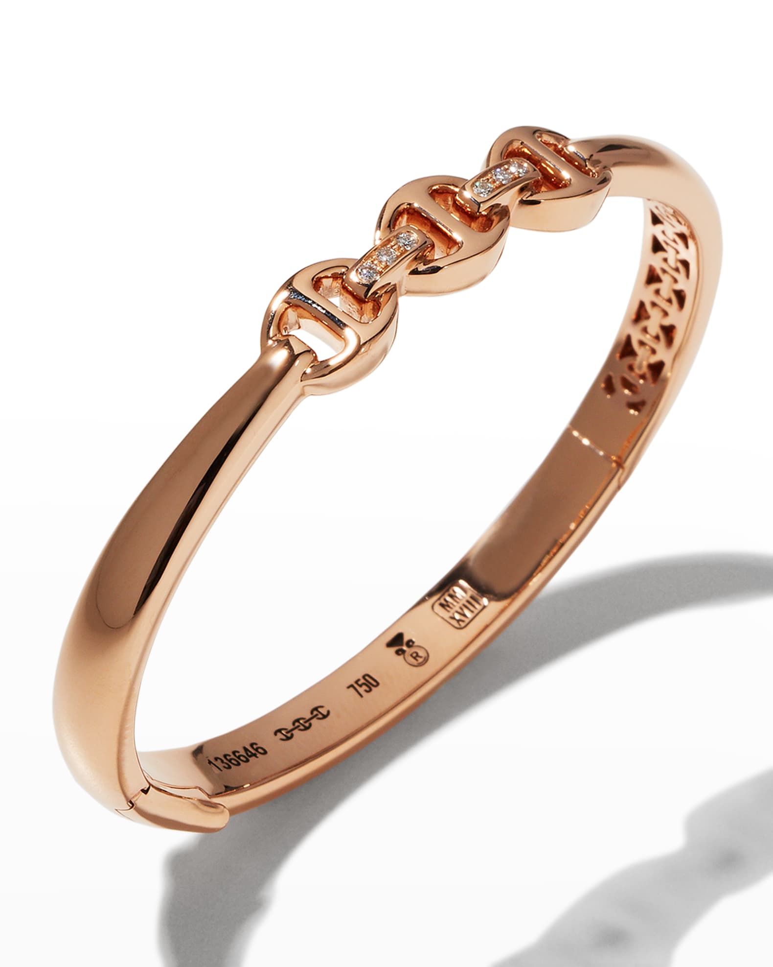 Hoorsenbuhs Sirkel 18k Rose Gold Diamond Tri-Link Bridge Bracelet
