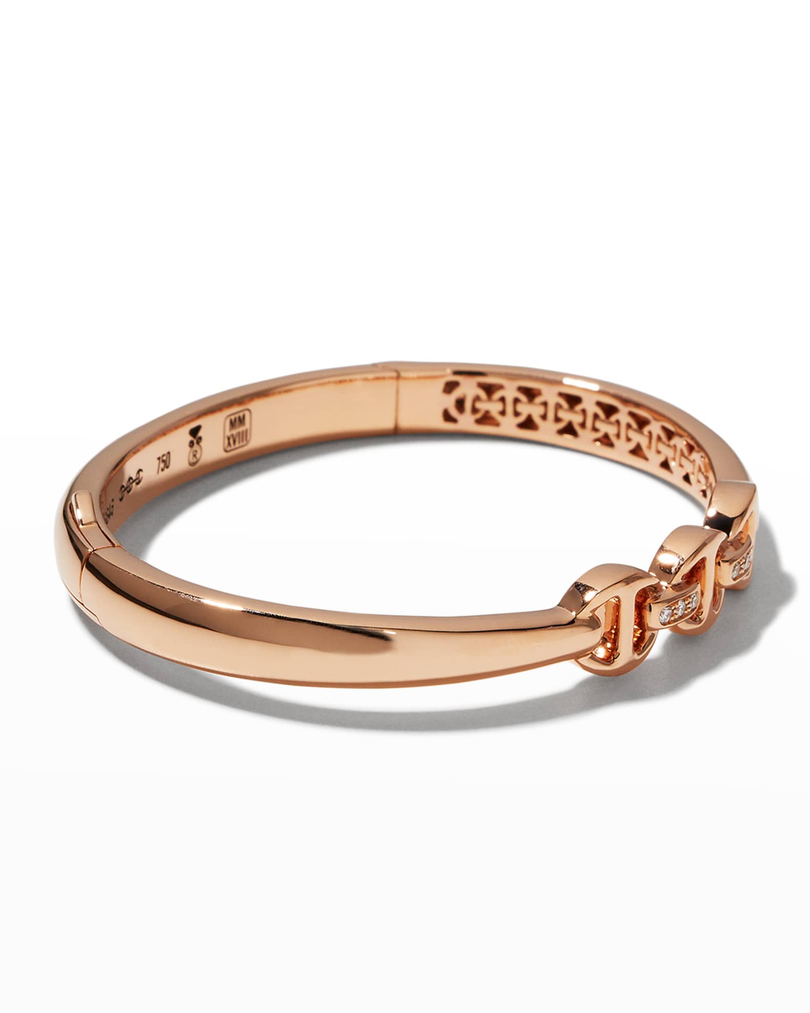 Hoorsenbuhs Sirkel 18k Rose Gold Diamond Tri-Link Bridge Bracelet