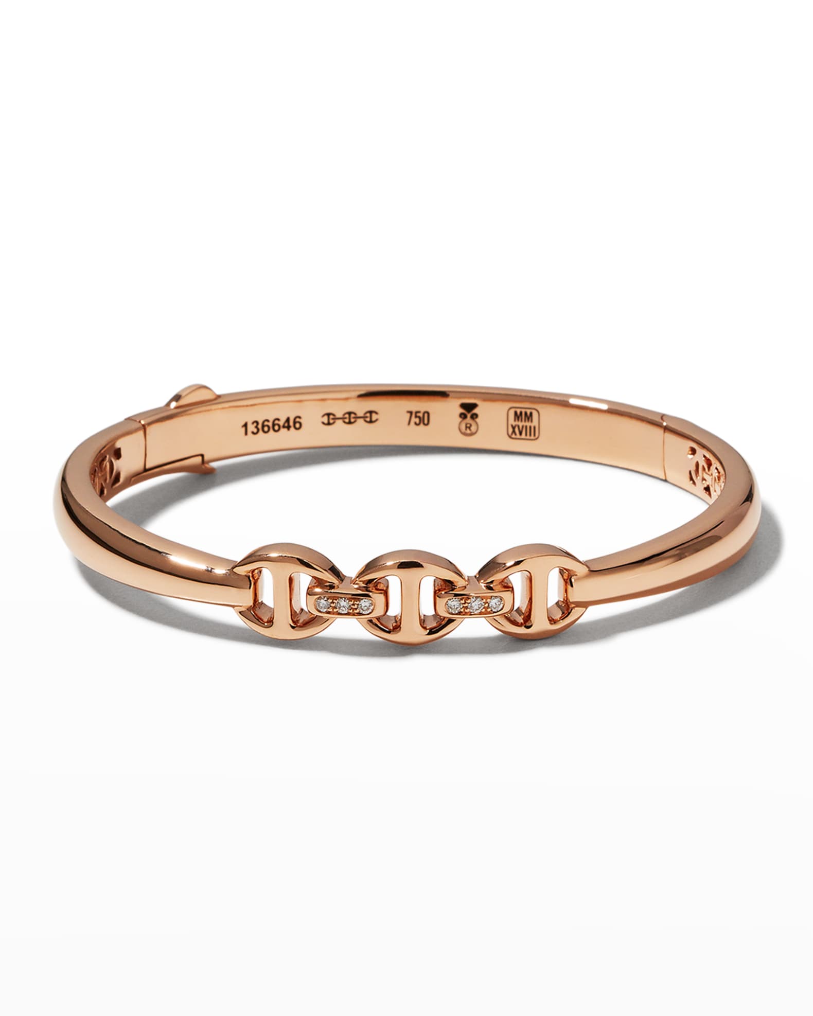 Hoorsenbuhs Sirkel 18k Rose Gold Diamond Tri-Link Bridge Bracelet