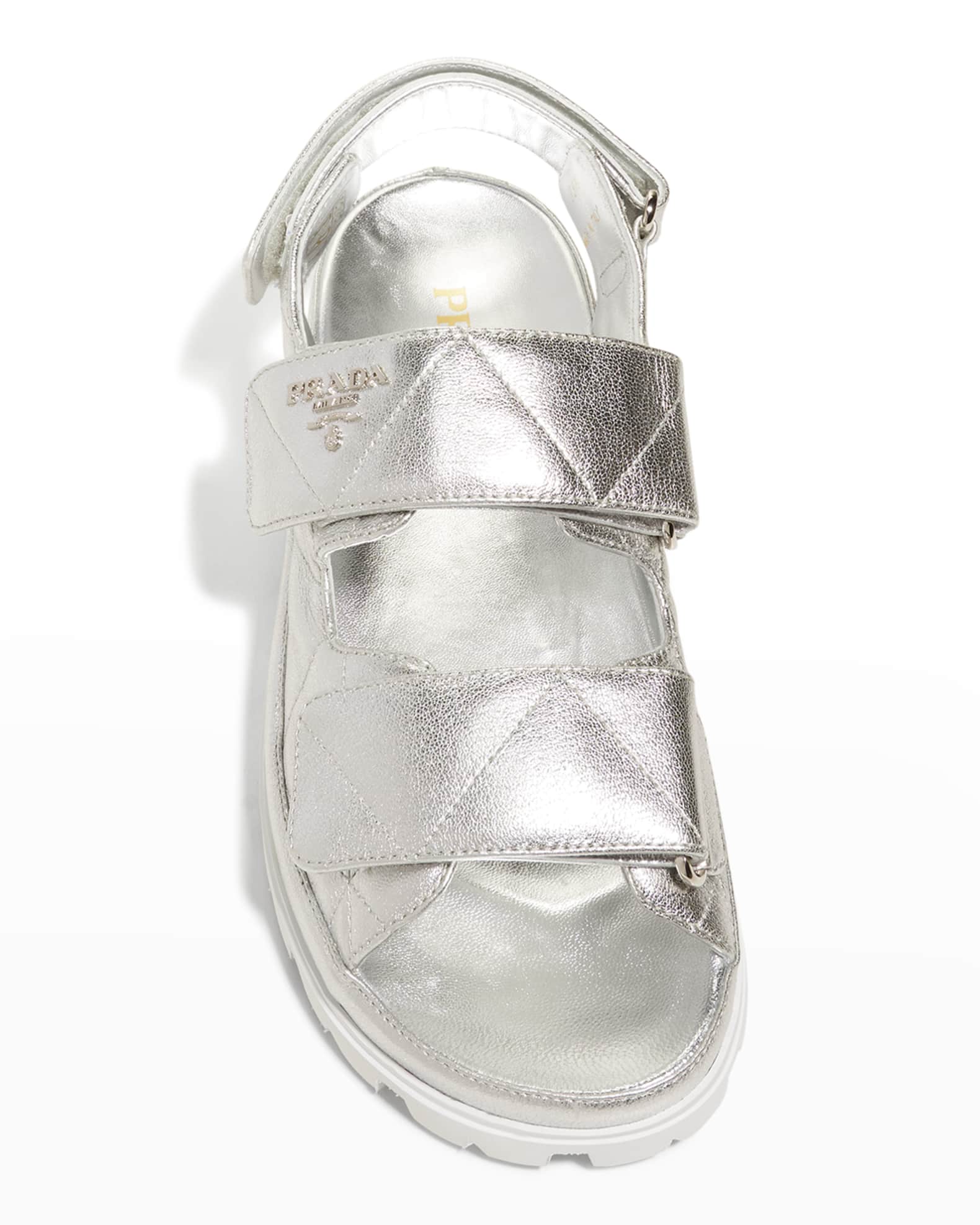 Prada Quilted Leather Slingback Sporty Sandals | Neiman Marcus