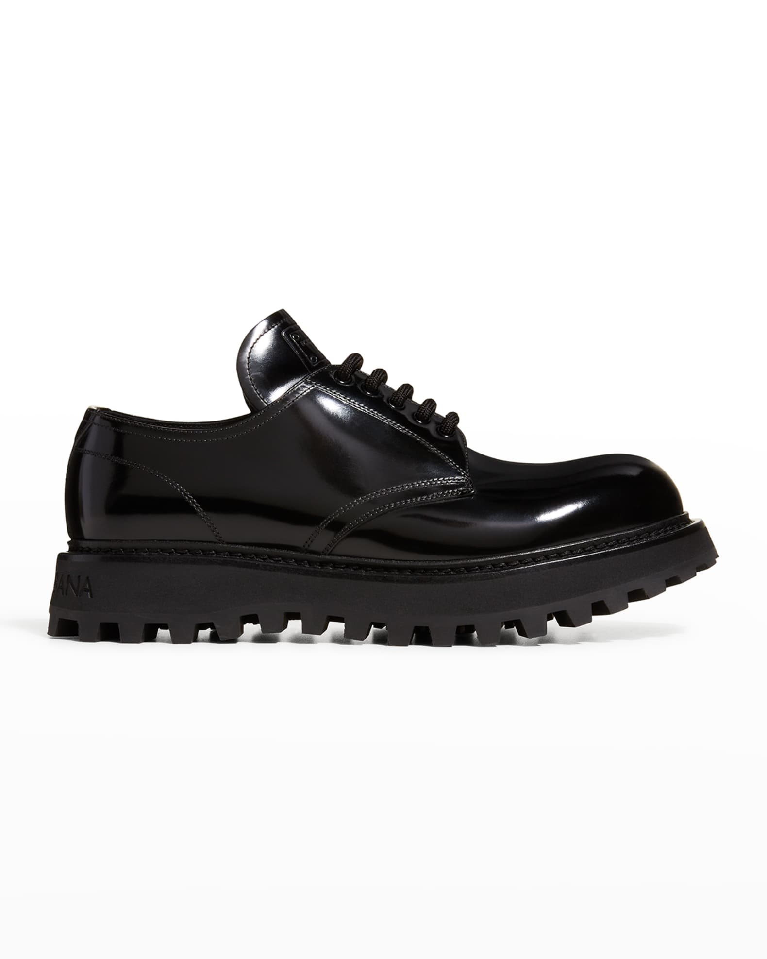 Dolce&Gabbana Men's Bernini Patent Lug-Sole Derby Shoes | Neiman Marcus