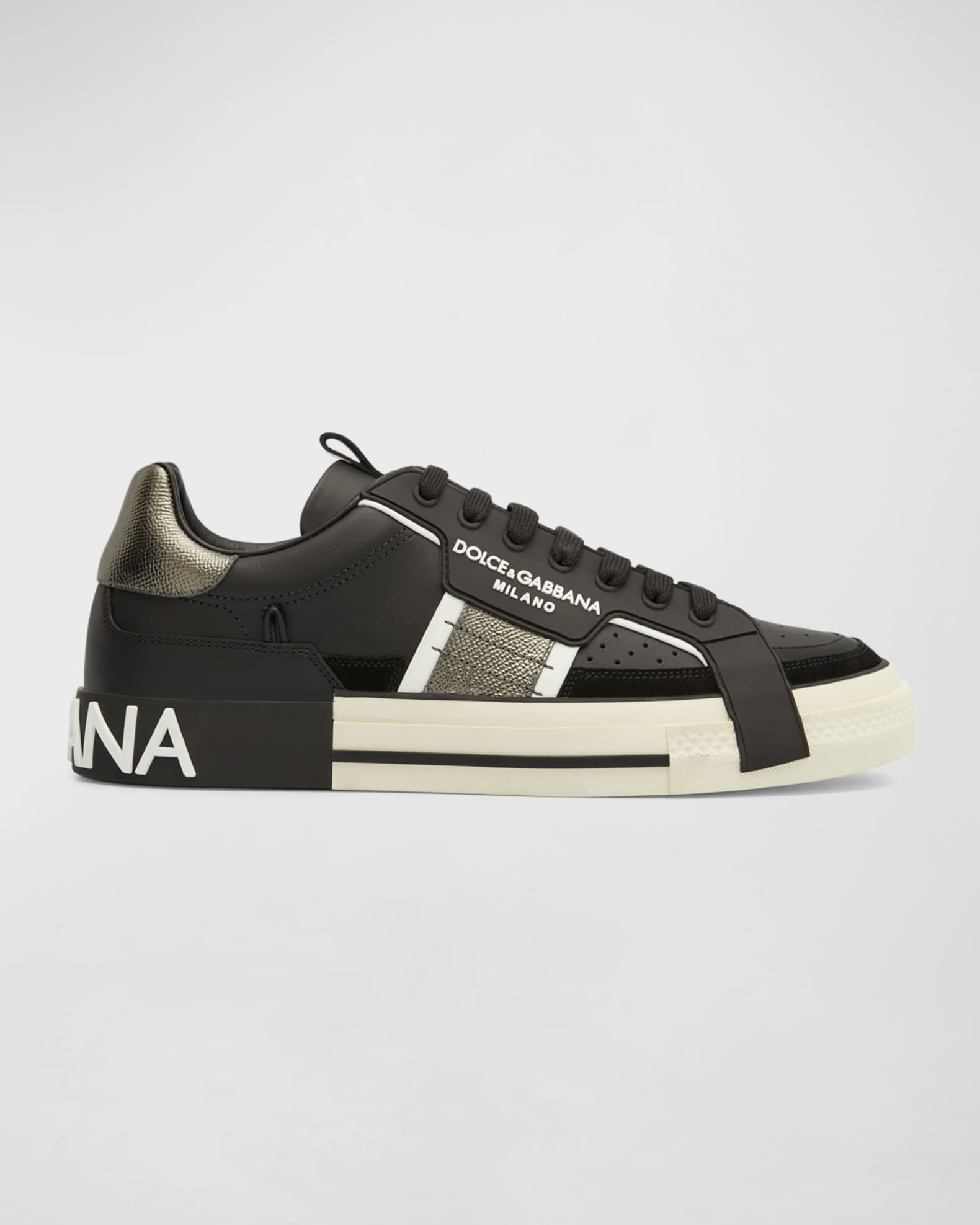 Men s Portofino Metallic Leather Low Top Sneakers