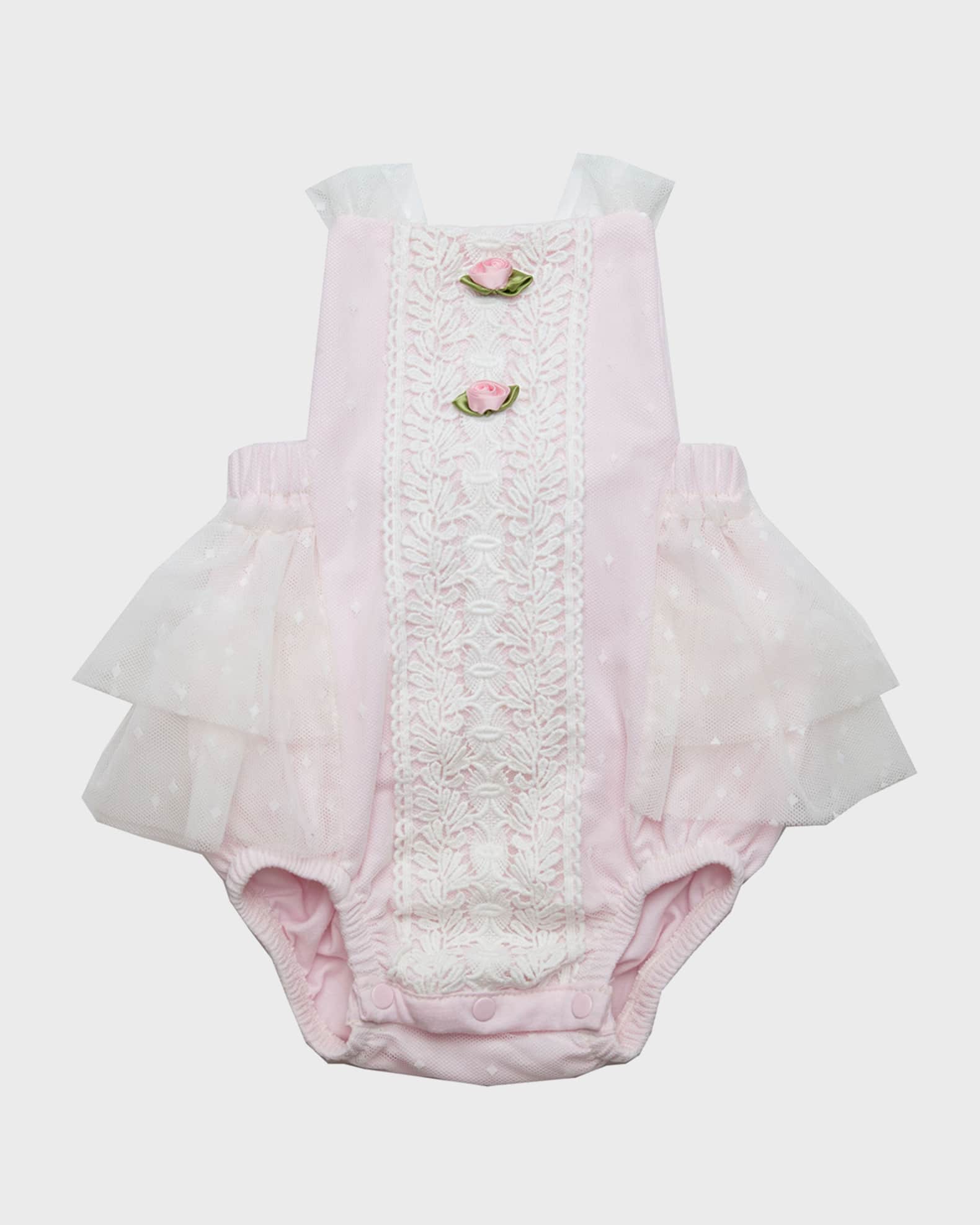 Haute Baby Girl s Grace Tiered Tulle Bubble Romper Size Newborn 24M Pink 18 Months Baby Girl Apparel Rompers Onesies