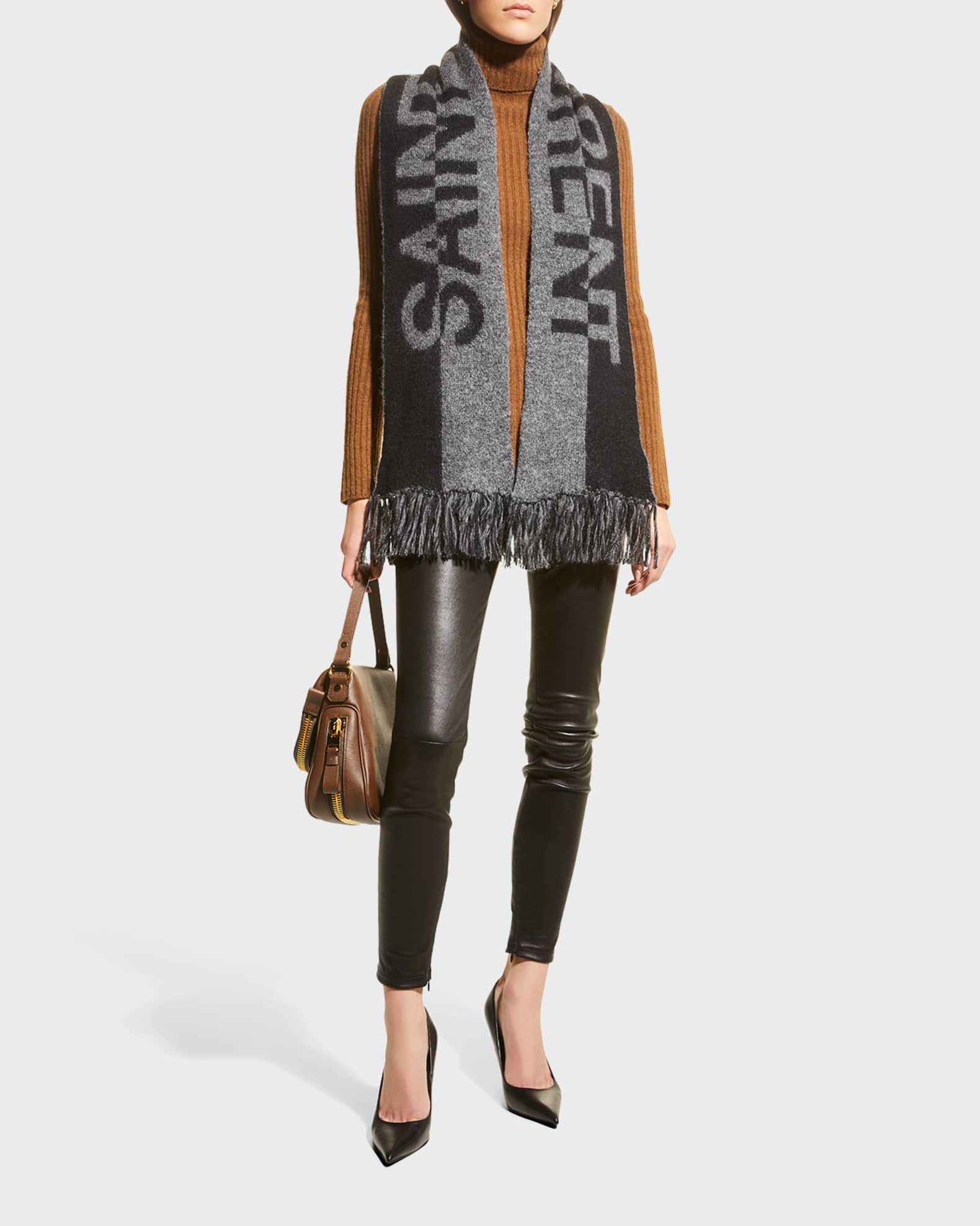 Louis Vuitton Monogram Split Scarf Black 100% Cashmere AUTHENTIC