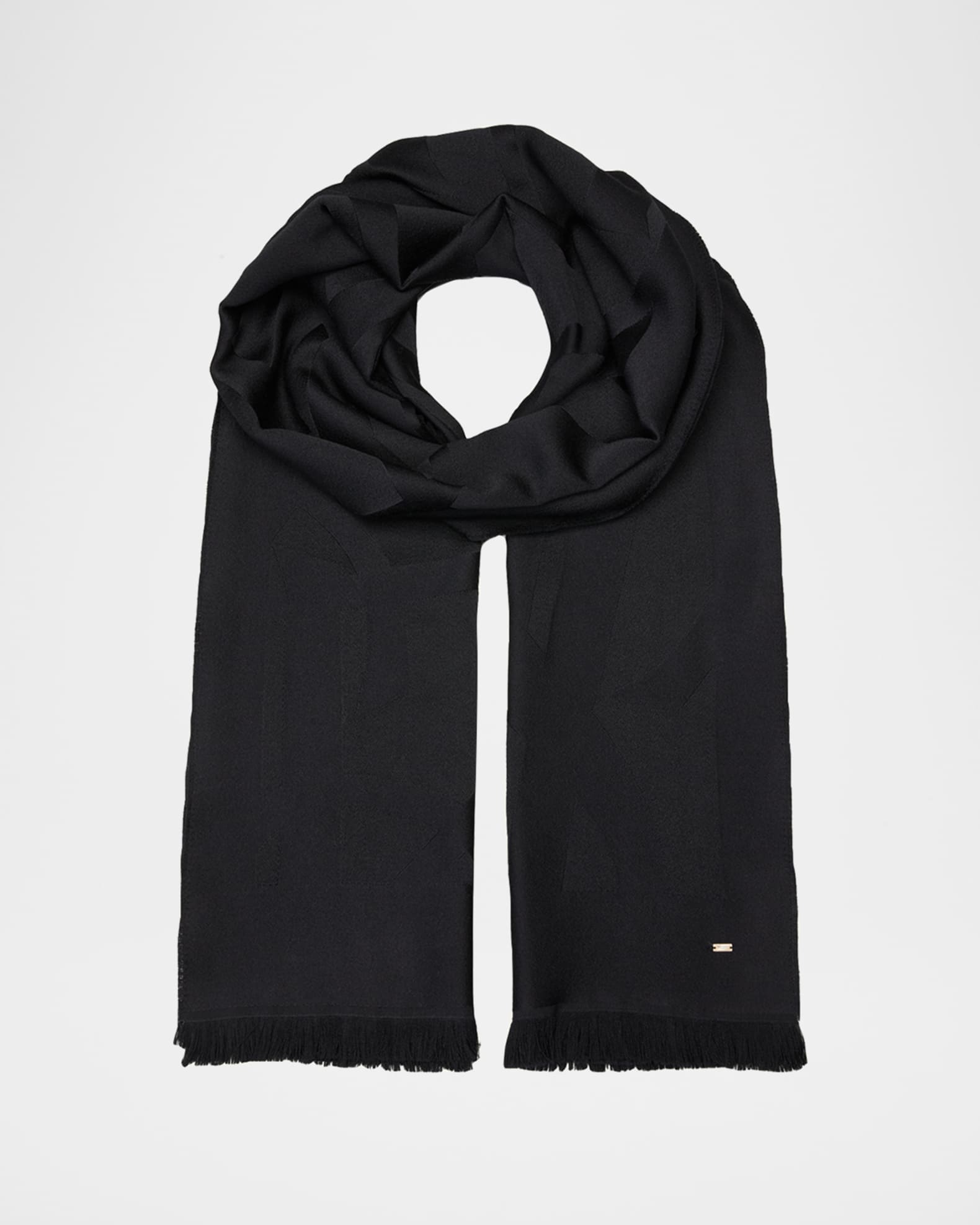 Saint Laurent Tonal YSL Wool Scarf