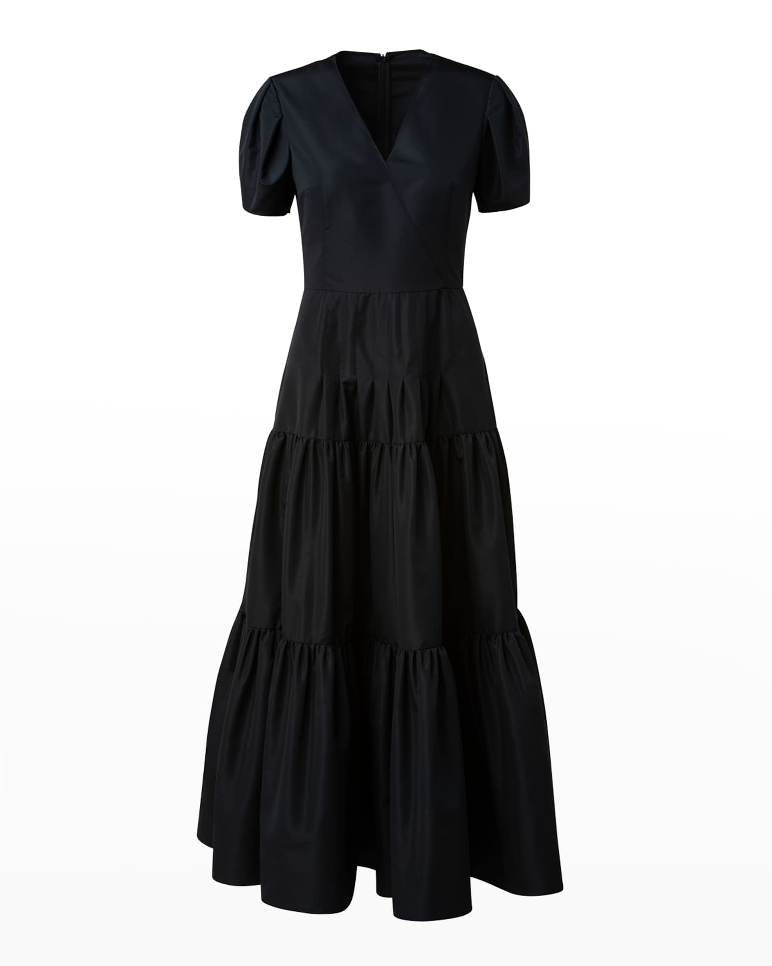 Akris punto Taffetta Belted Tiered Ruffle Dress | Neiman Marcus