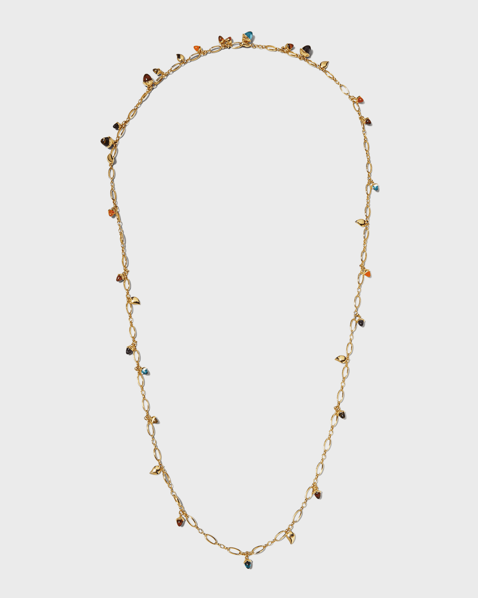 18k Yellow Gold Mikado Candy Necklace with Gemstones 0