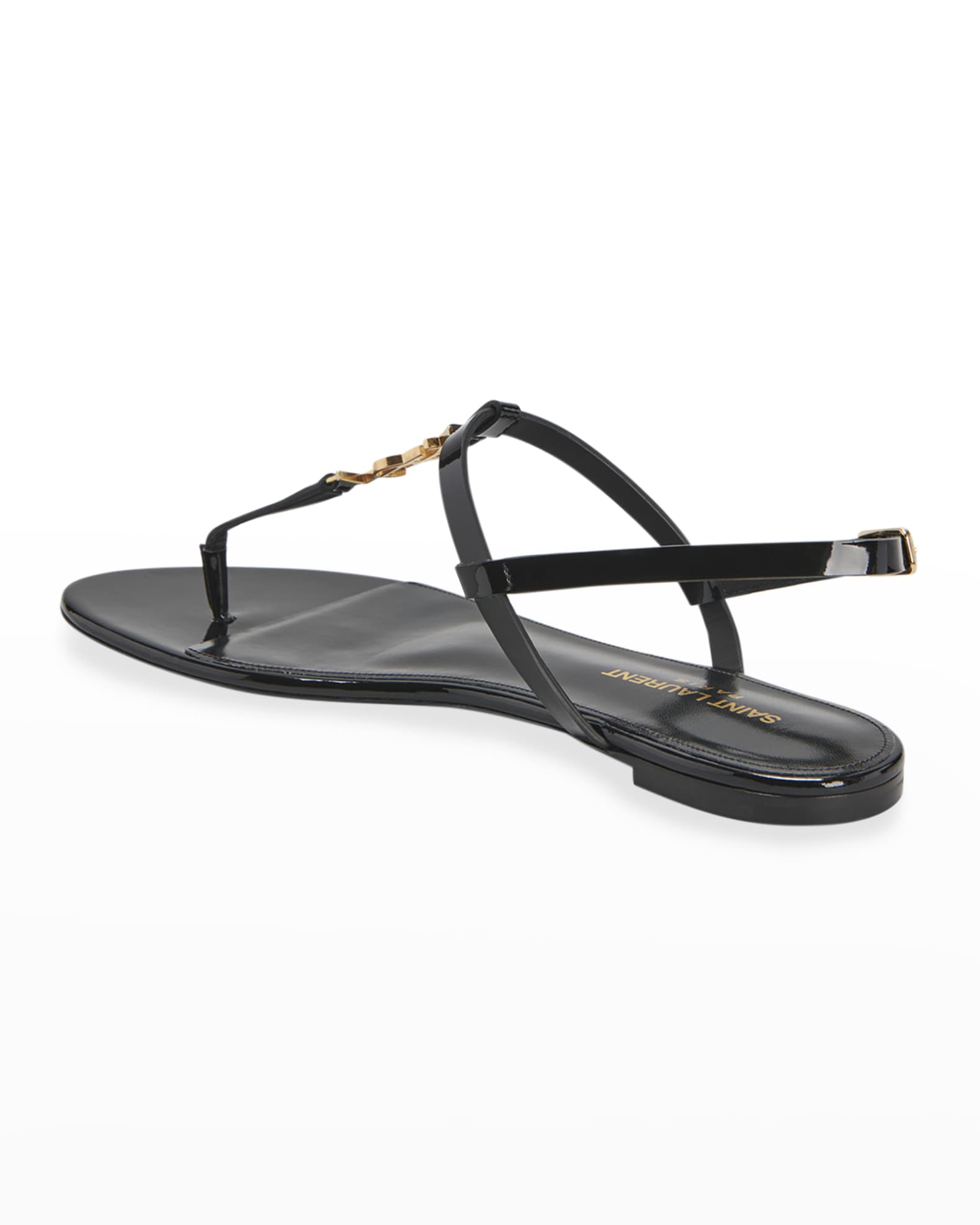 Saint Laurent Cassandra Leather YSL Slingback Sandals | Neiman Marcus