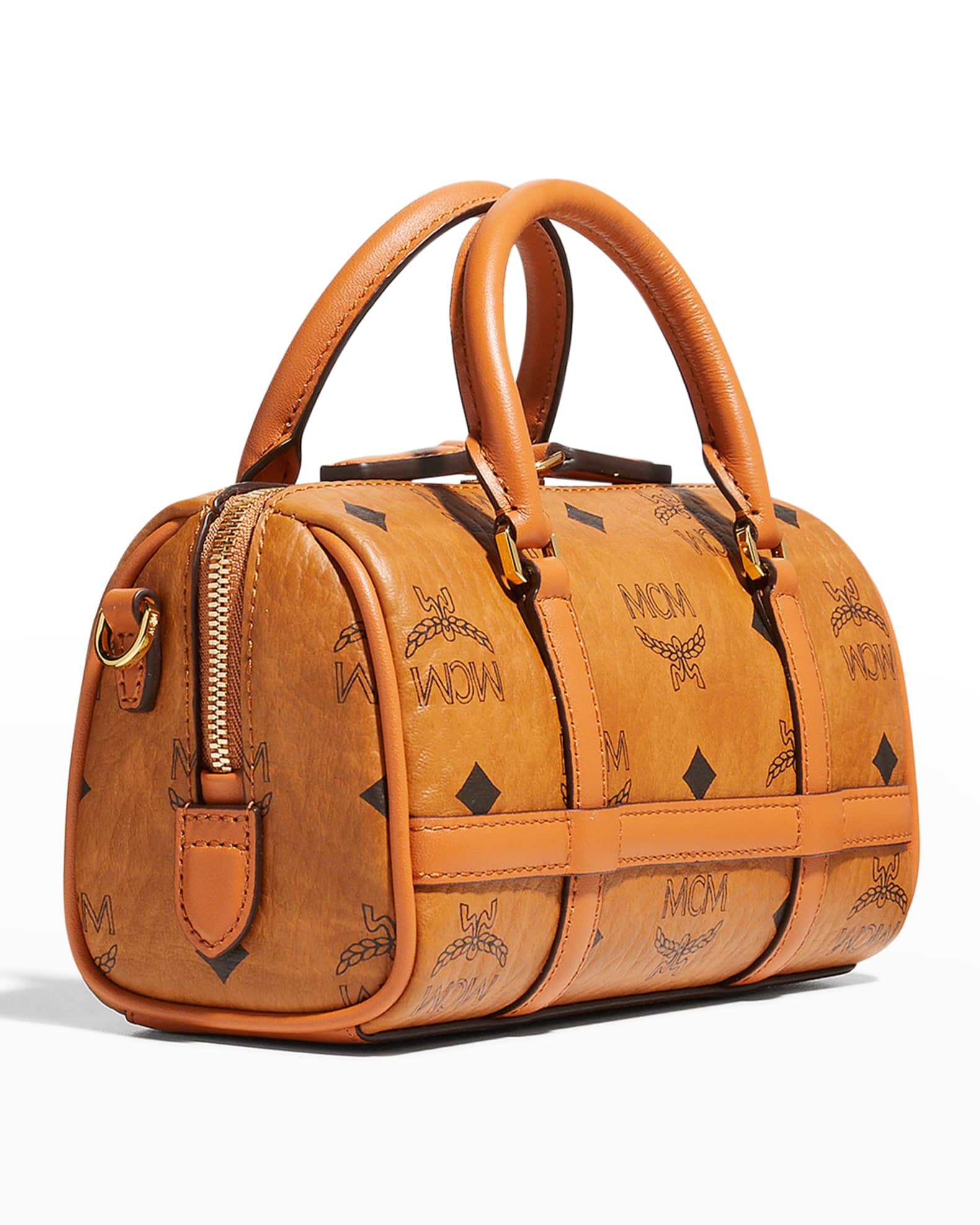 MCM Delmy Boston Mini Visetos Logo TopHandle Bag Neiman Marcus