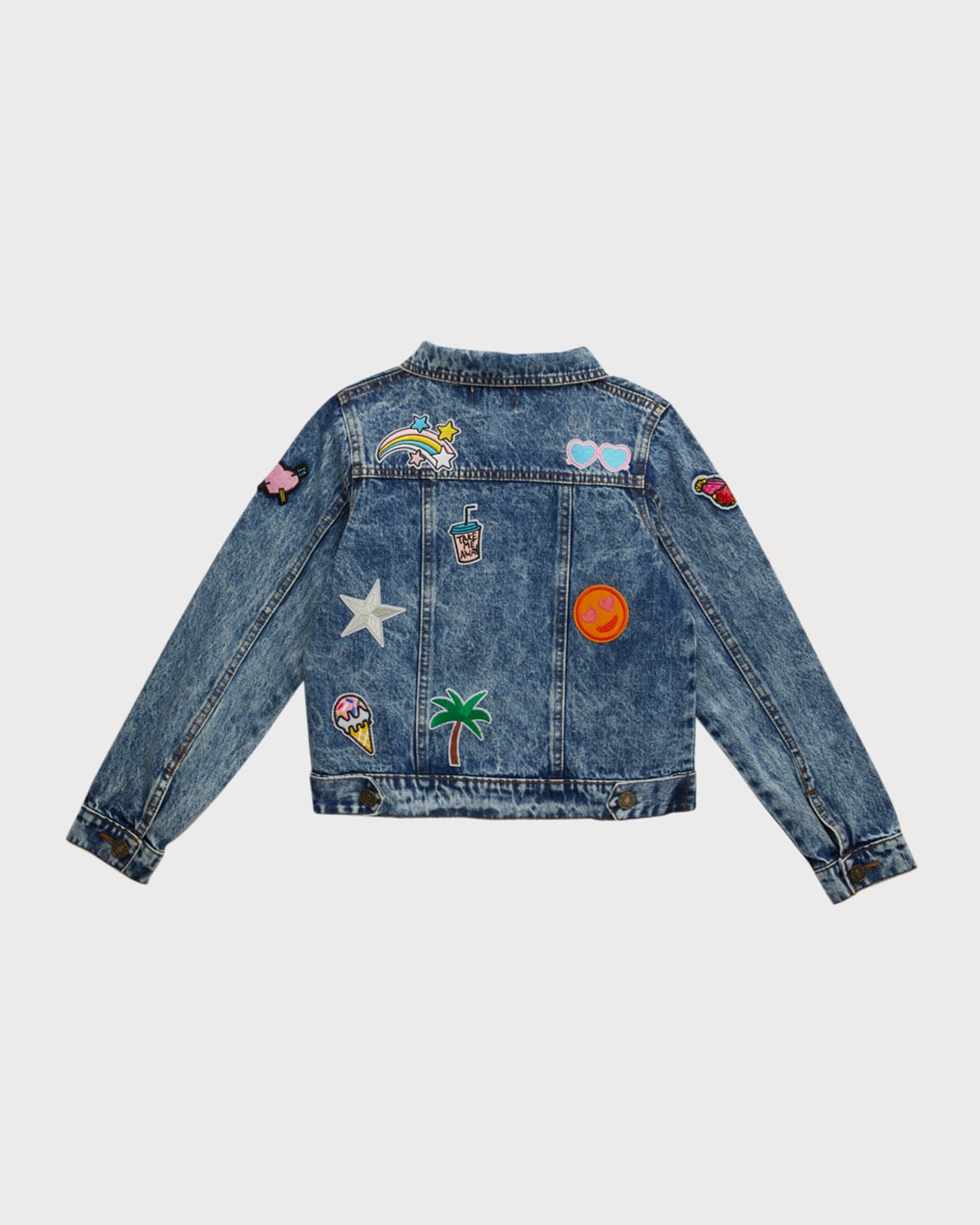 Lola + The Boys Girl's All About the Patch Cropped Denim Jacket