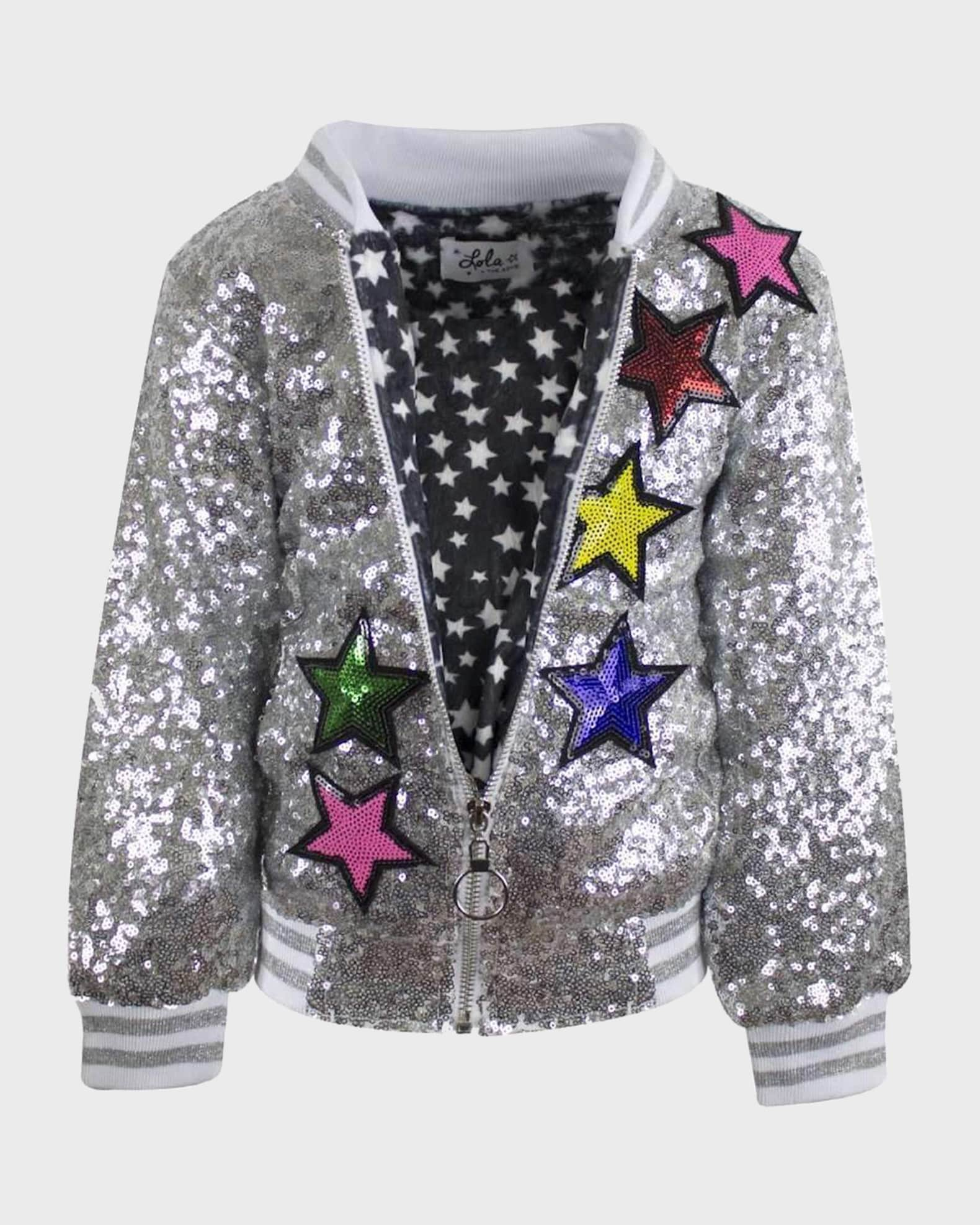 Lola + The Boys Girl's Unicorn Sequined Bomber Jacket, Size 2-14