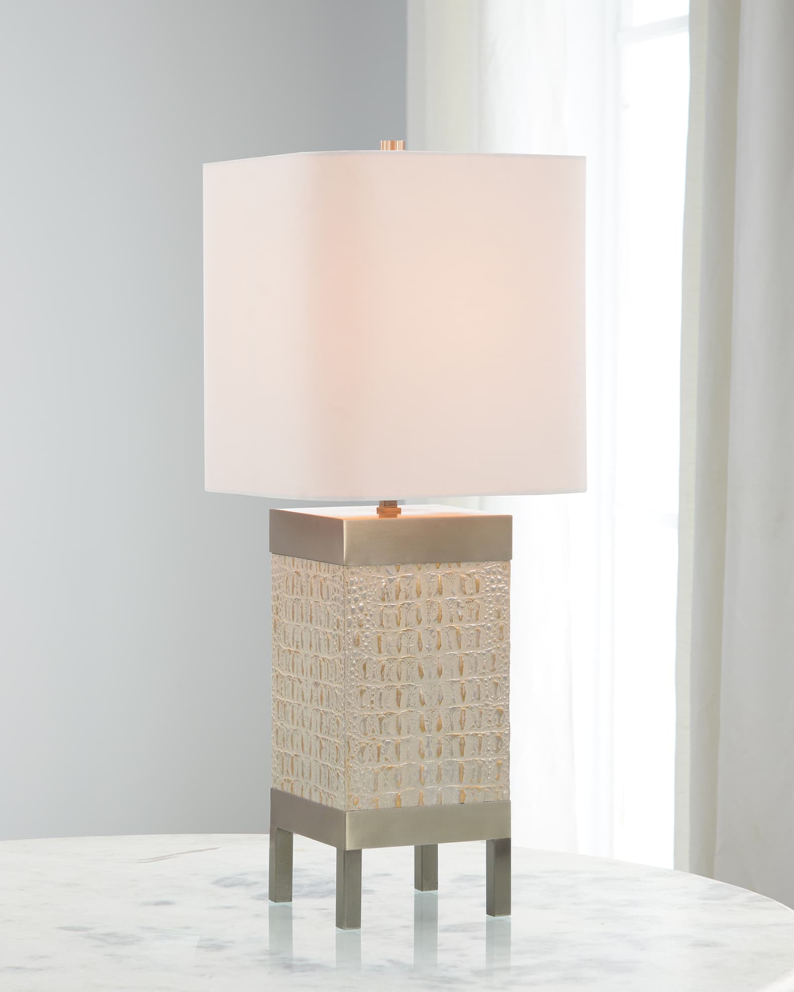 JohnRichard Collection Gilt Creme and Brushed Stainless Table Lamp