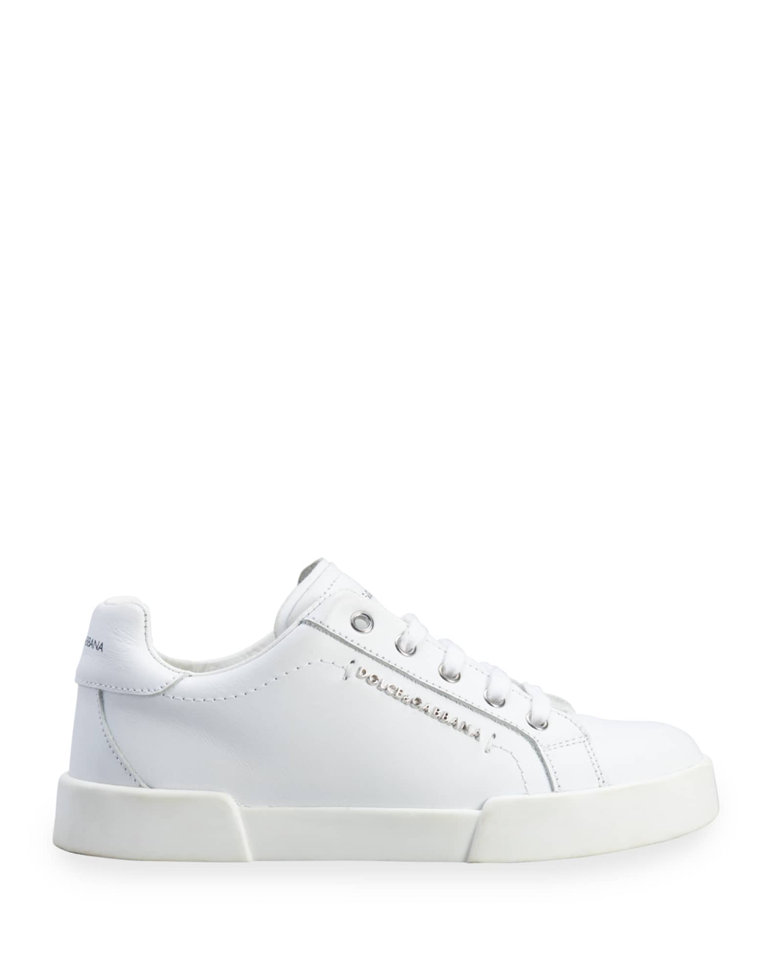 Dolce&Gabbana Kid's Logo Leather Low-Top Sneakers, Toddlers | Neiman Marcus