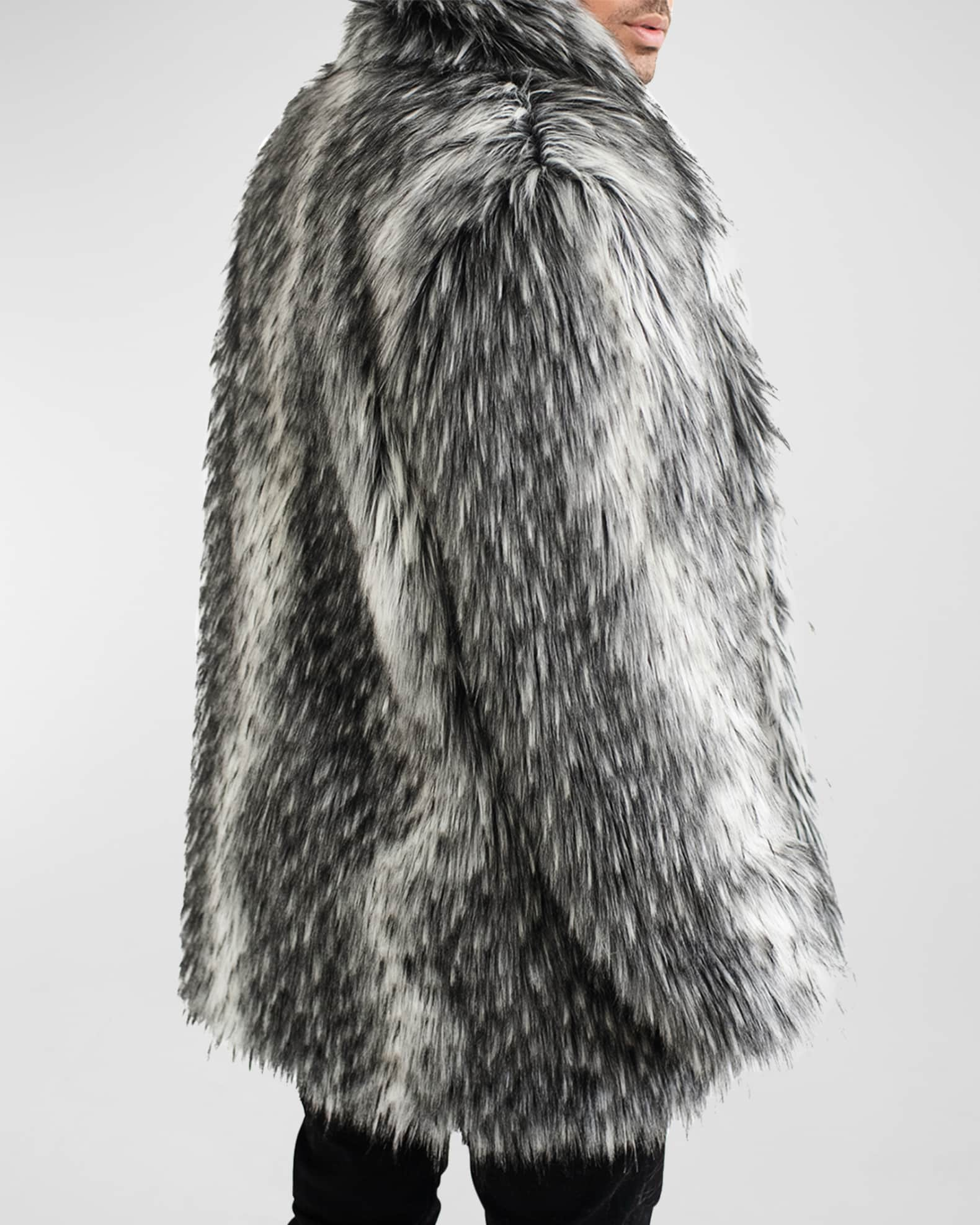 Fabulous Furs Men's Shawl Collar Faux Fur Coat