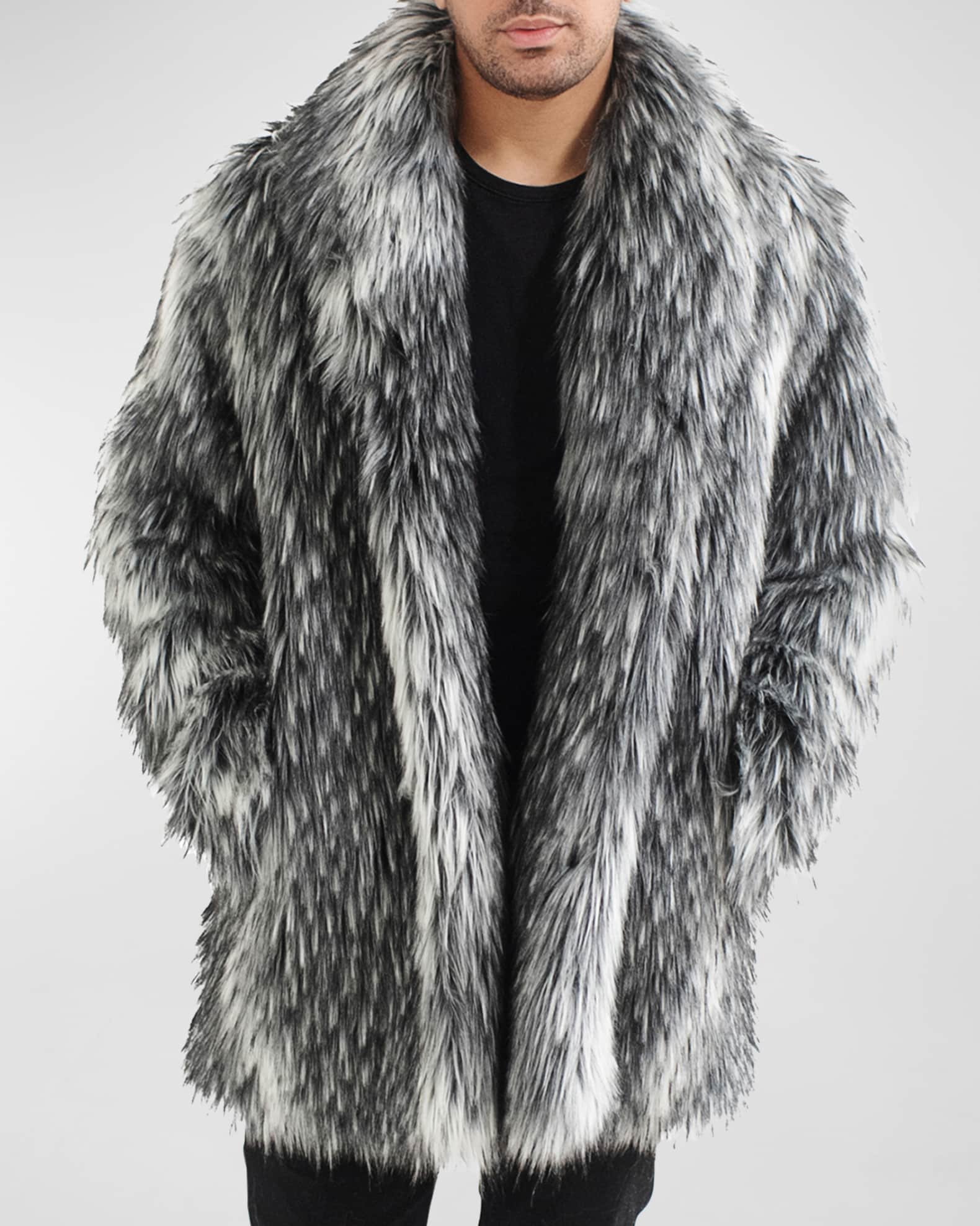 Fabulous Furs Men's Shawl Collar Faux Fur Coat Neiman Marcus