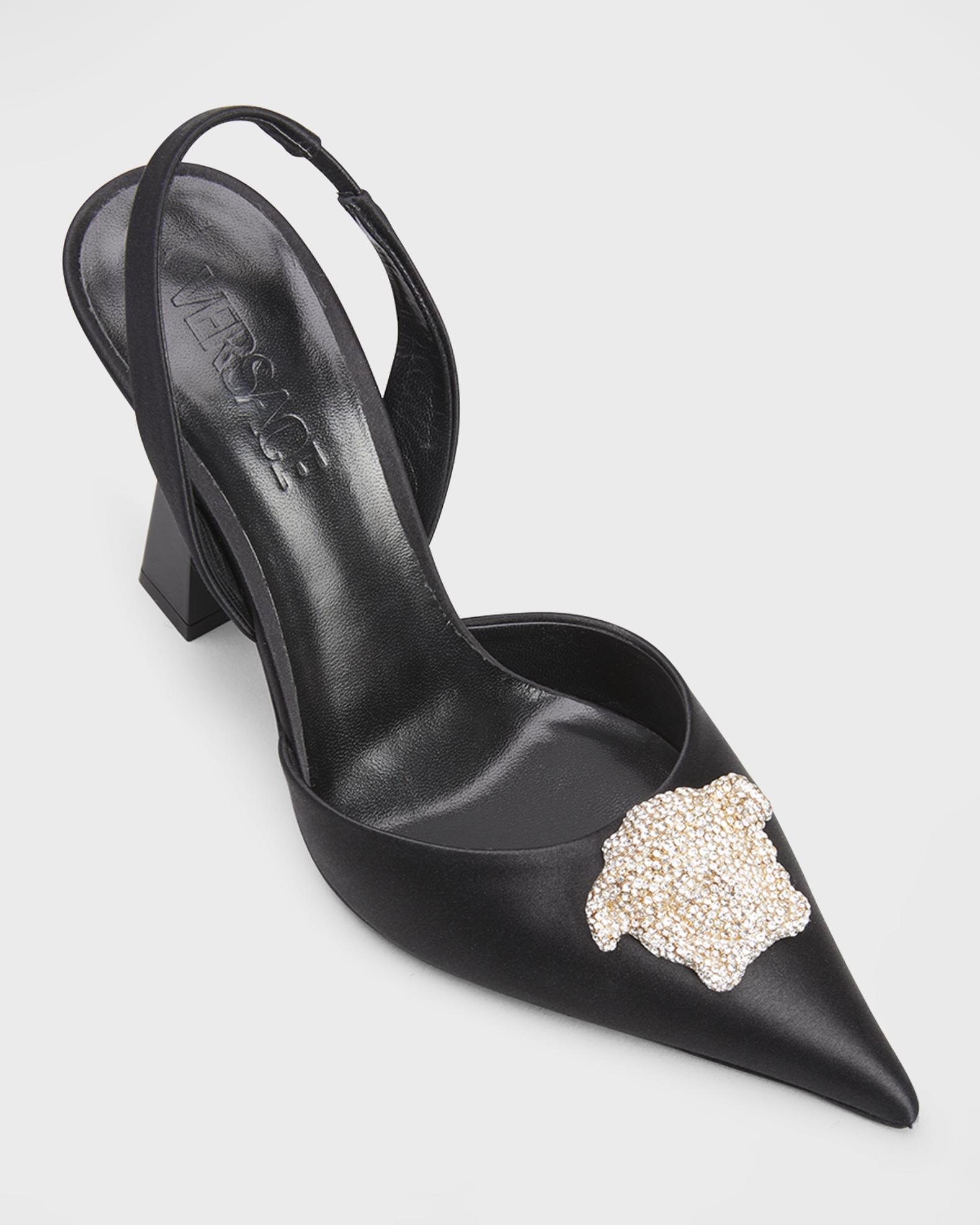 Versace La Medusa Satin Slingback Pumps | Neiman Marcus