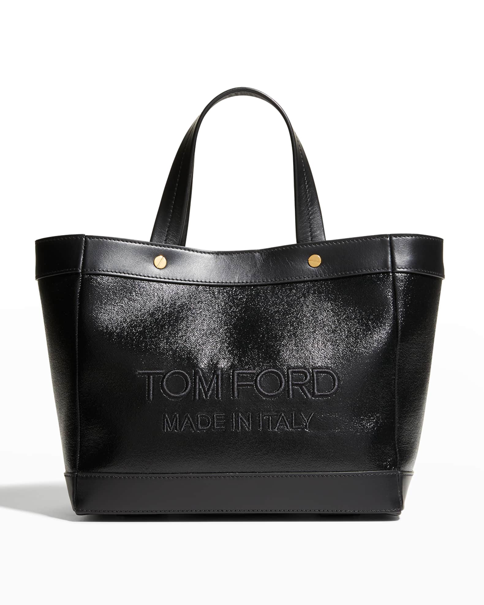 TOM FORD T Screw Mini Coated Denim/Leather Tote Crossbody Bag Neiman