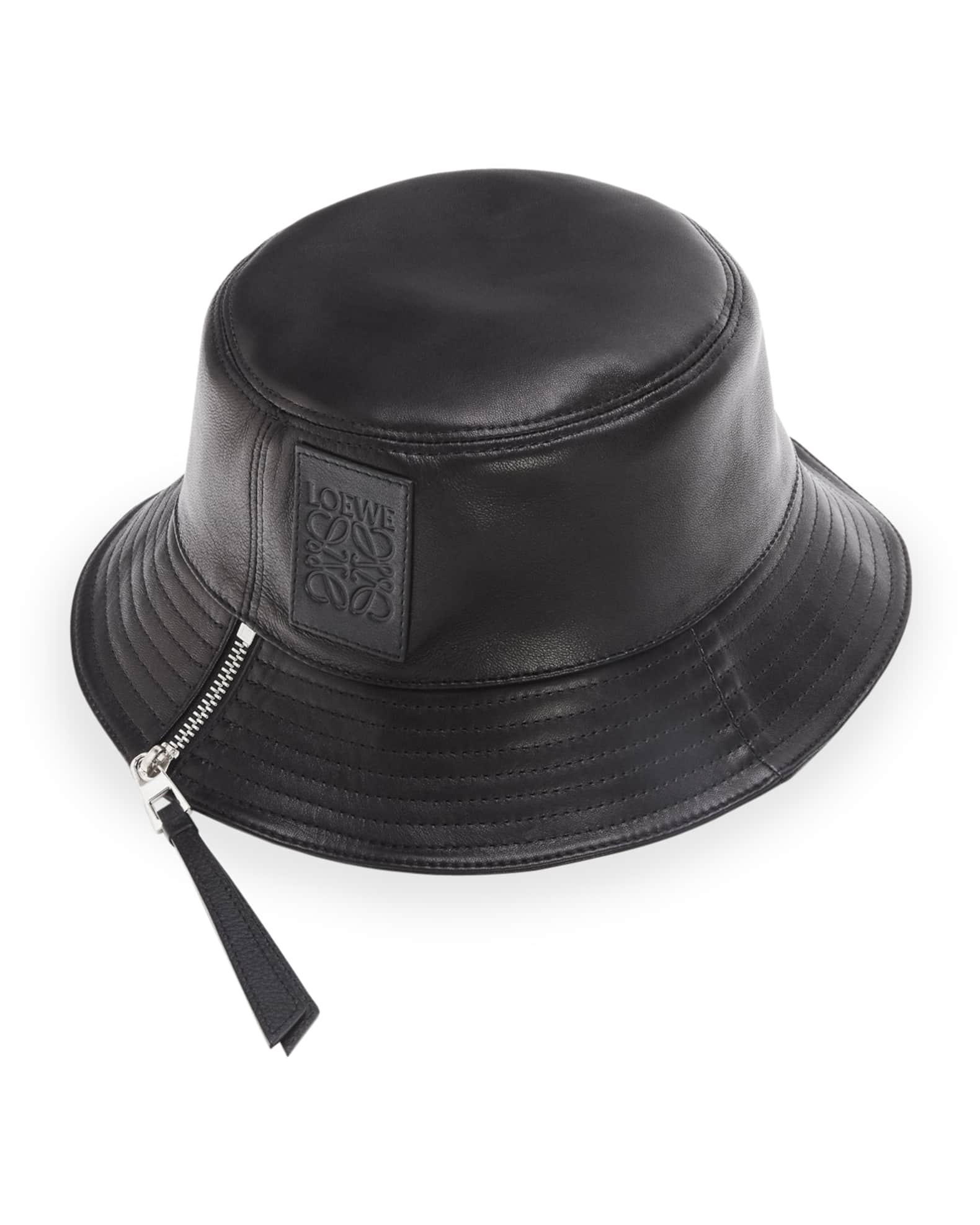 Loewe Fisherman Zip Leather Bucket Hat Neiman Marcus