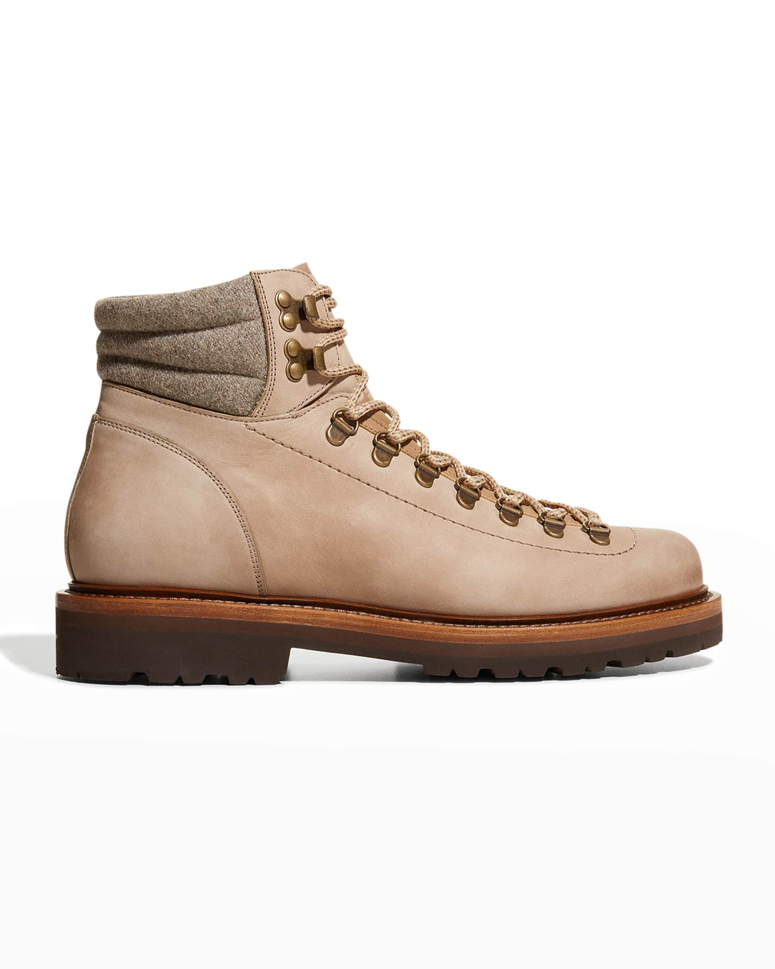 Brunello Cucinelli Men's Nubuck Leather Hiking Boots | Neiman Marcus