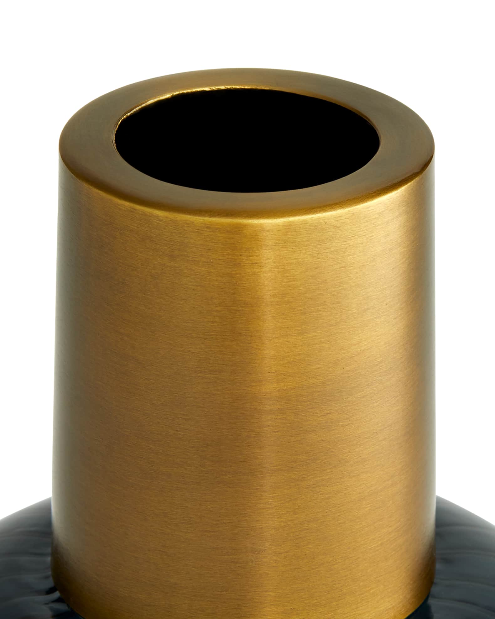 Huff Optic Glass & Brass Vases, Set Of 2 1