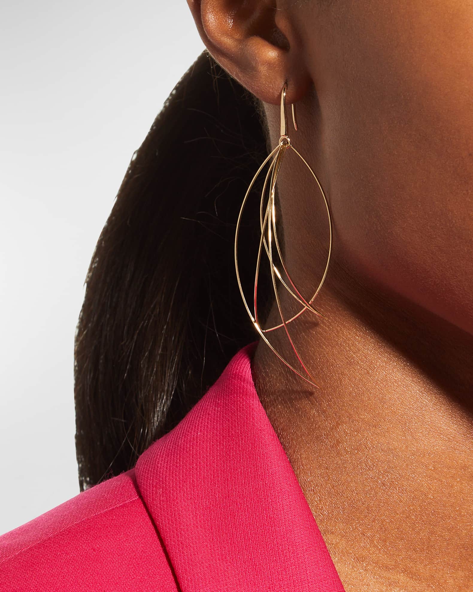 Multi-Curved Wire Marquis Hoop Earrings 1