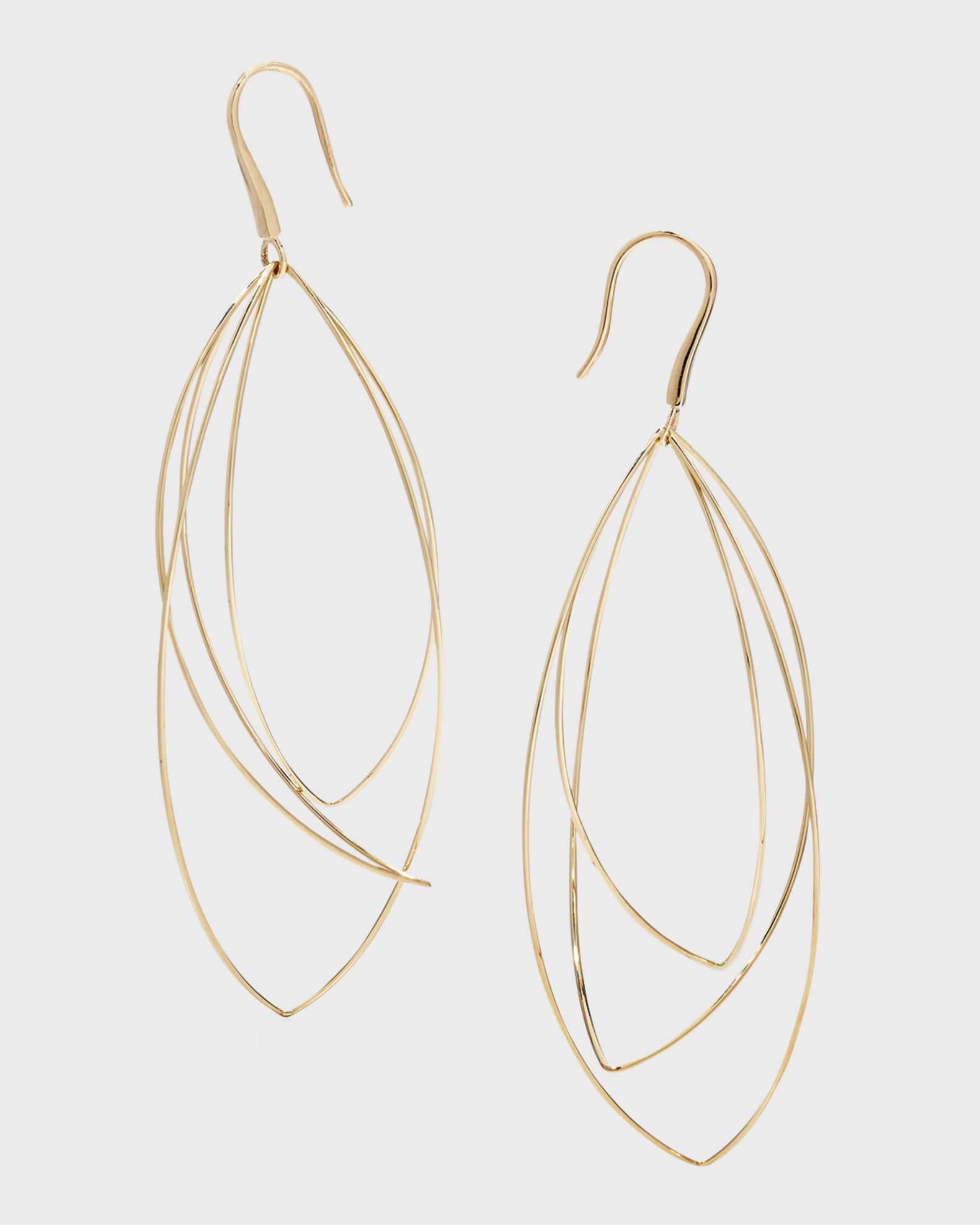 Multi-Curved Wire Marquis Hoop Earrings 0