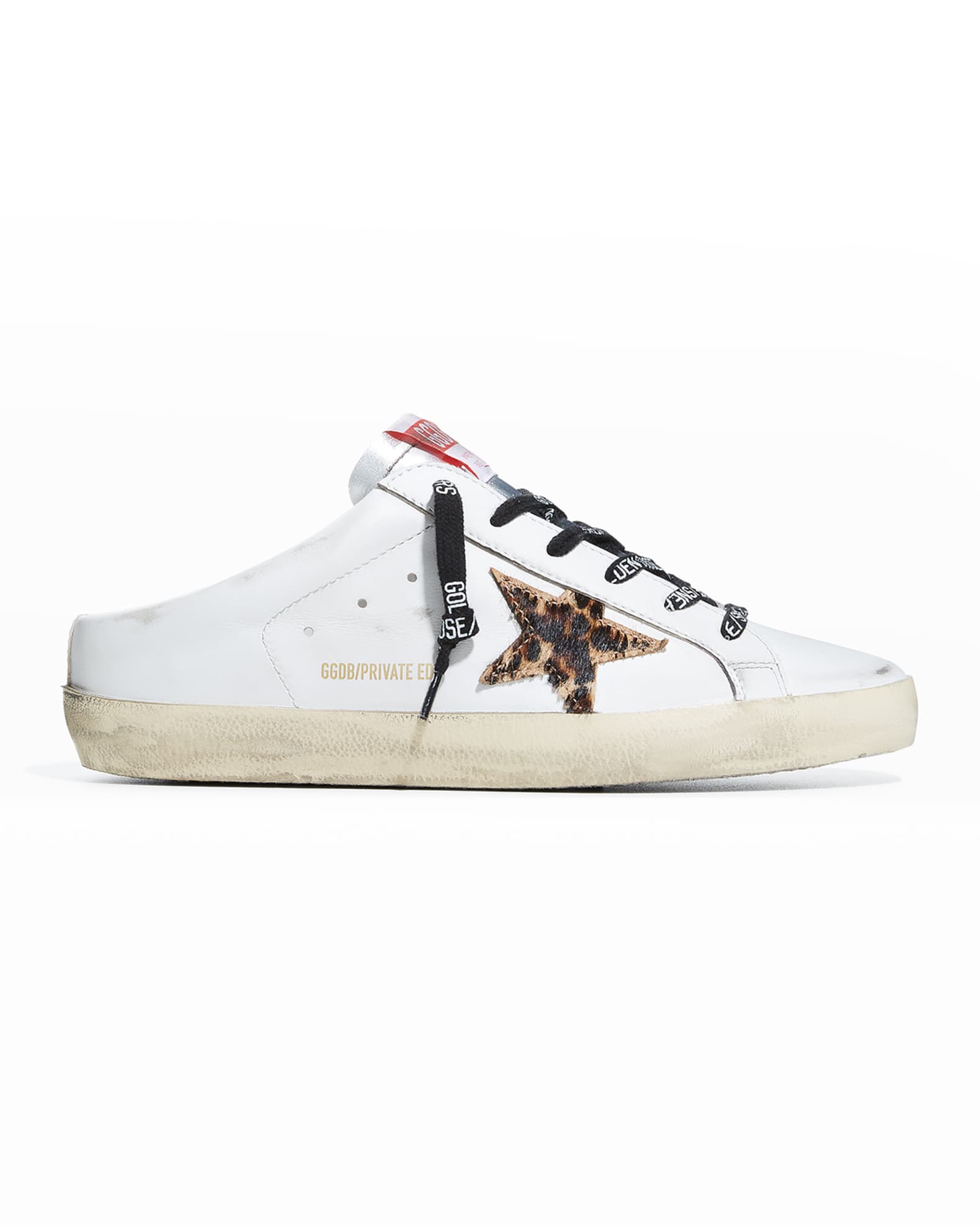 Golden Goose Sabot Leather Leopard-Print Star Slide Sneakers | Neiman Marcus
