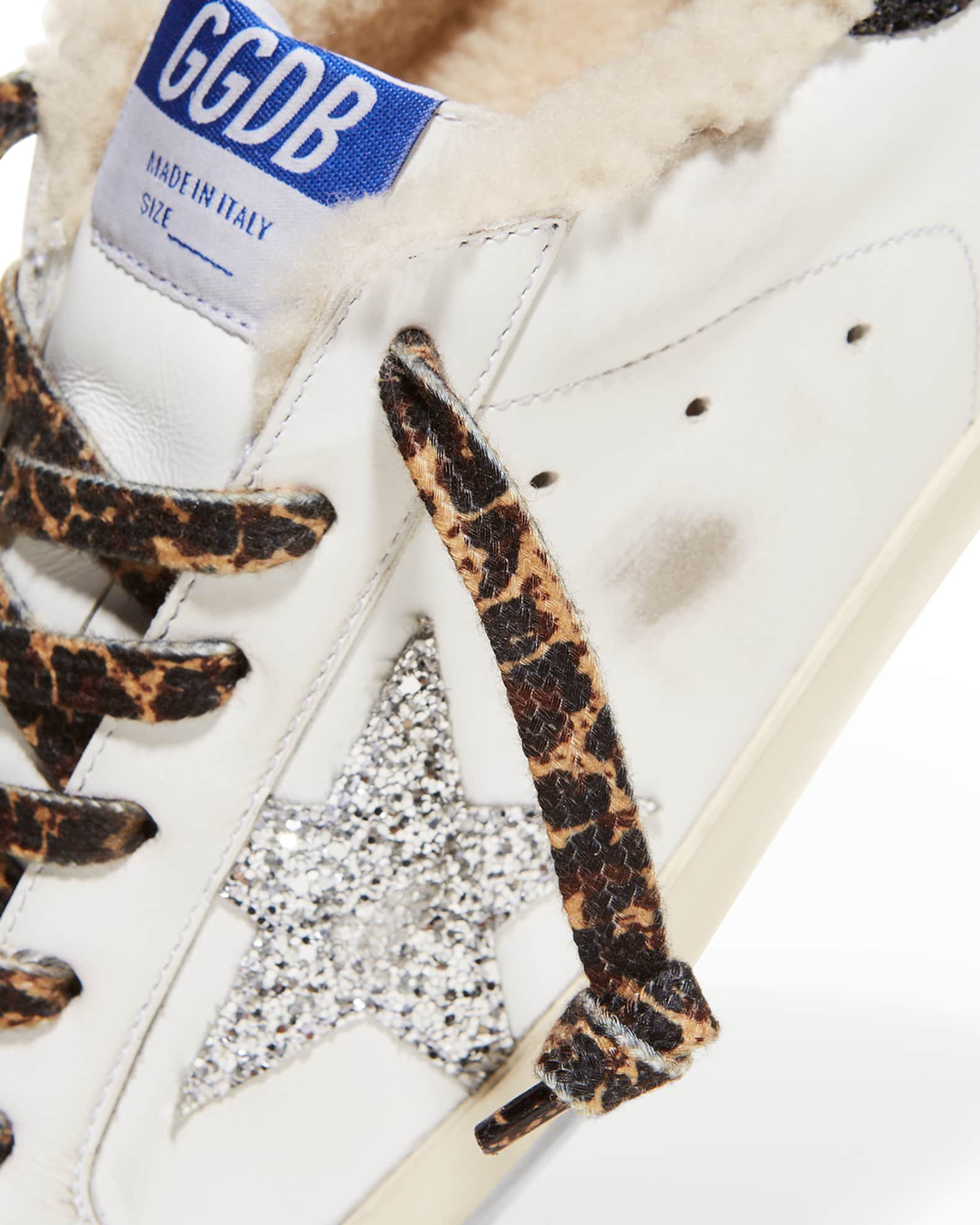 Golden Goose Superstar LeopardPrint Lace Shearling Sneakers Neiman