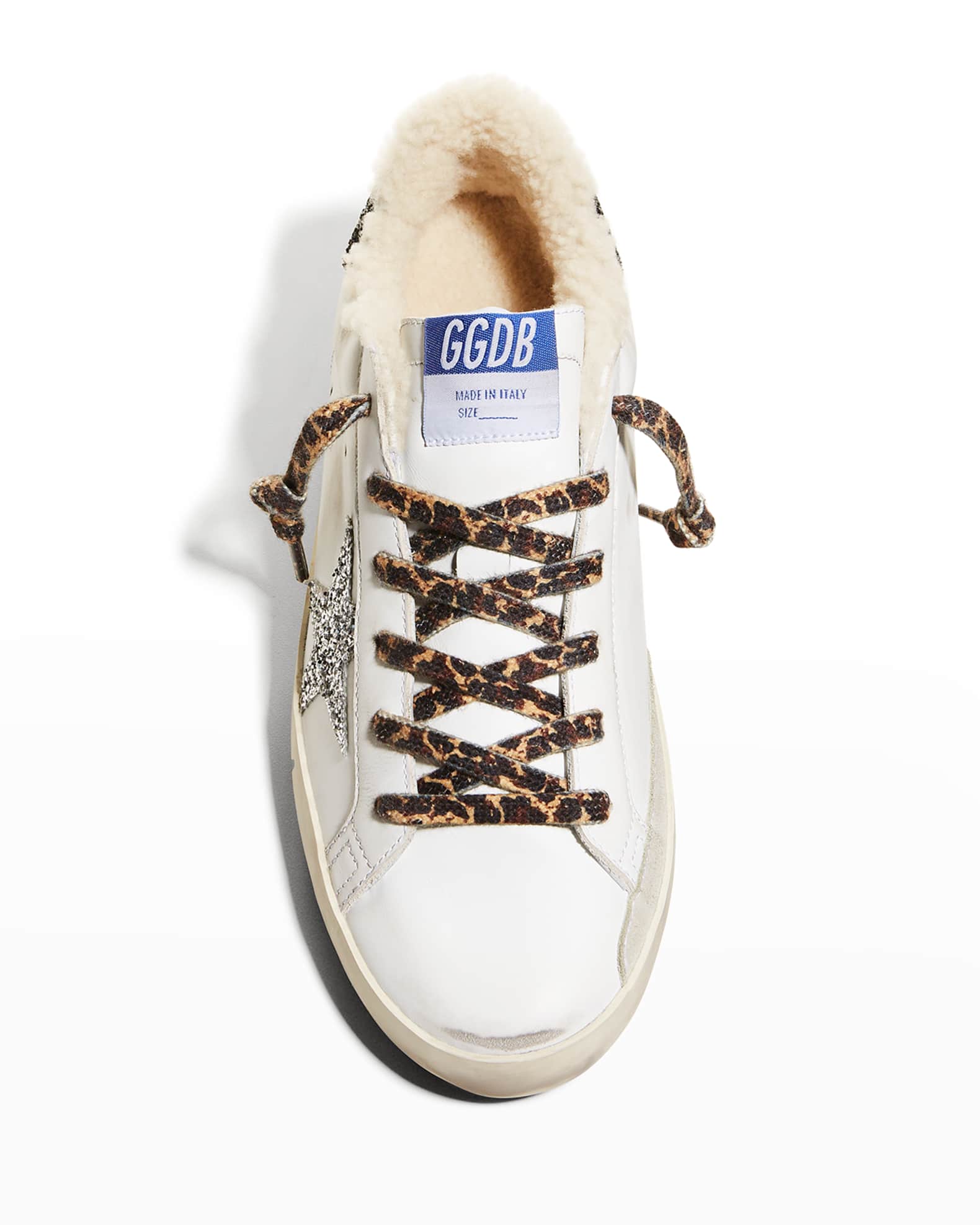 Golden Goose Superstar LeopardPrint Lace Shearling Sneakers Neiman